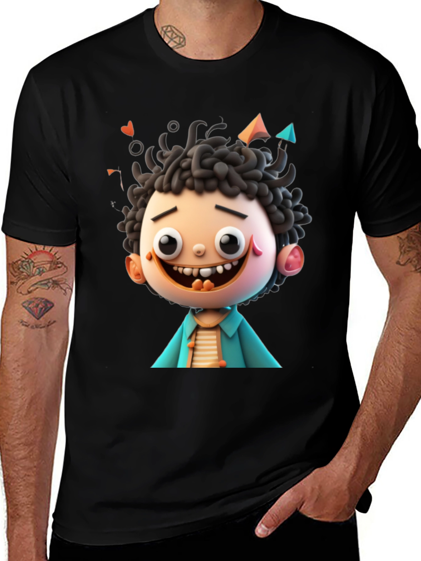 Variant 29 of Cartoon Character Black T-Shirt