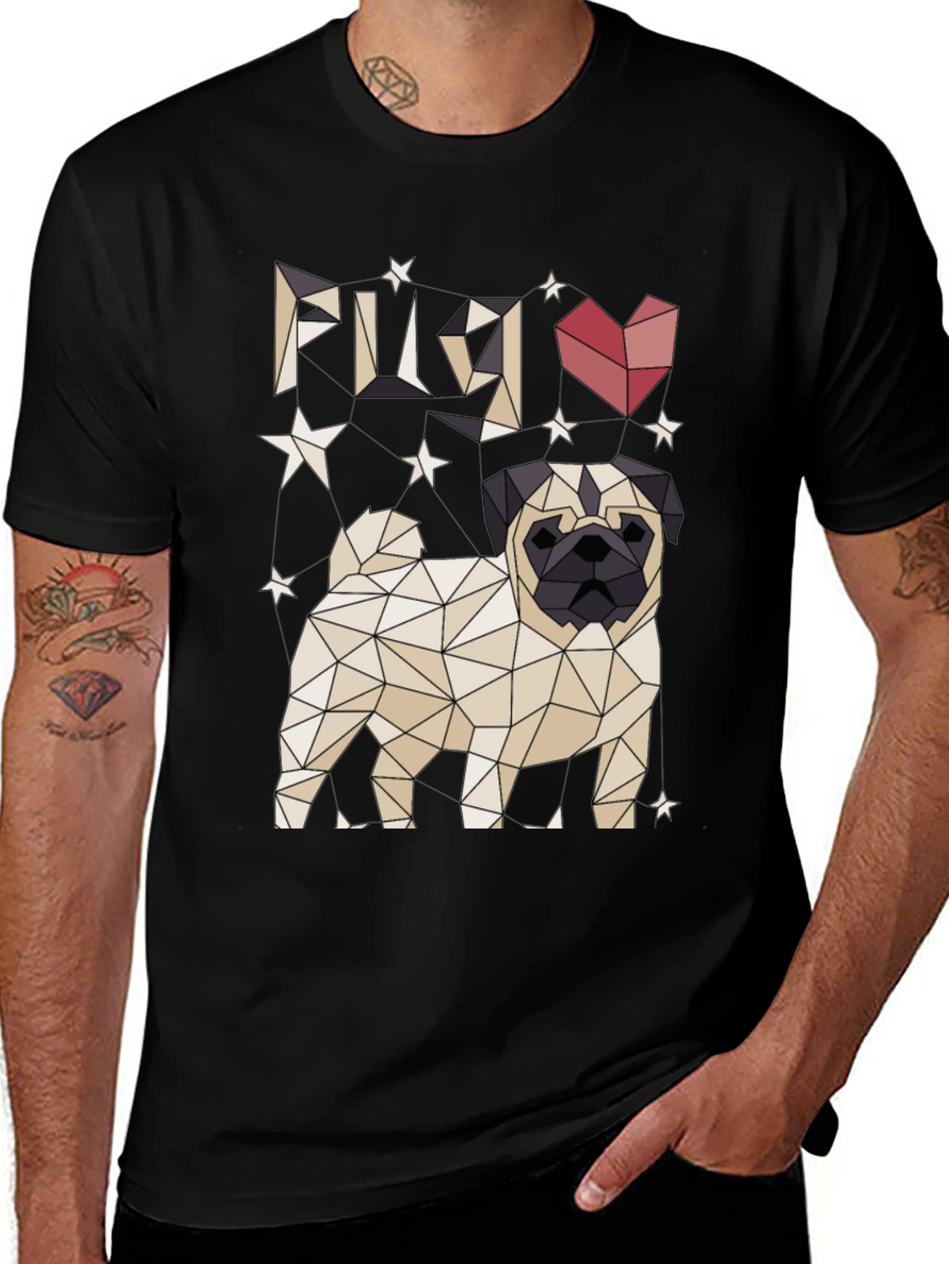 Variant 16 of Geometric Pug Love T-Shirt
