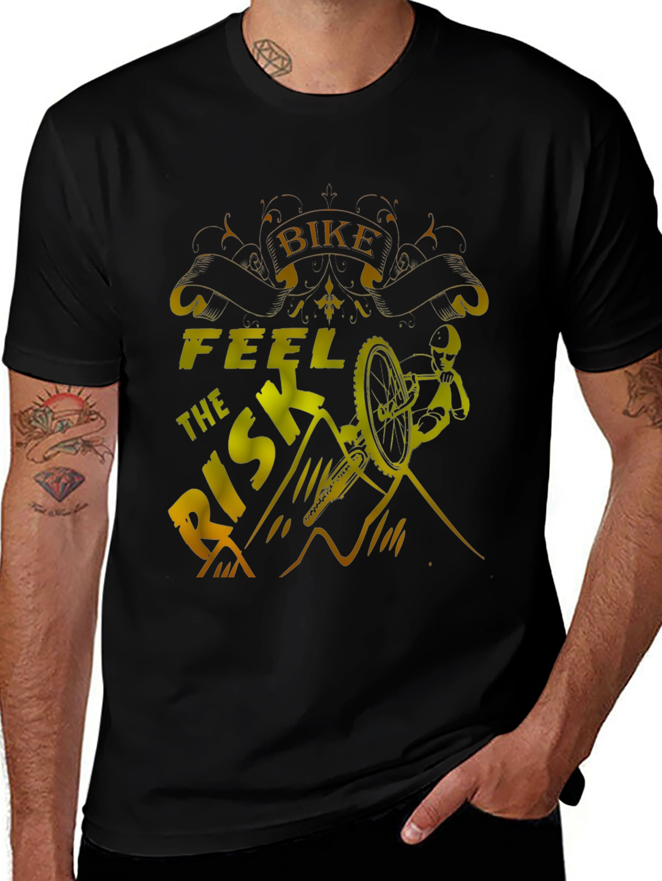 Variant 26 of Bike Feel The Risk Black T-Shirt