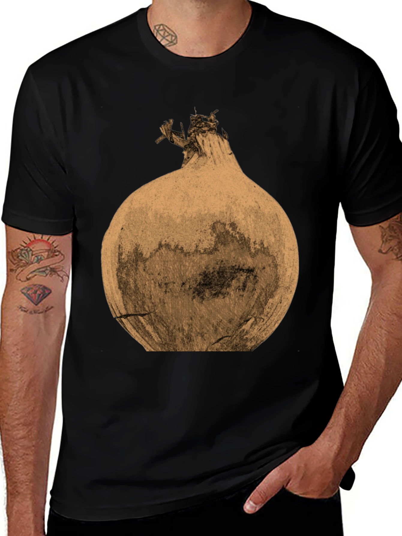 Variant 16 of Men's Onion Graphic Print T-Shirt - Black