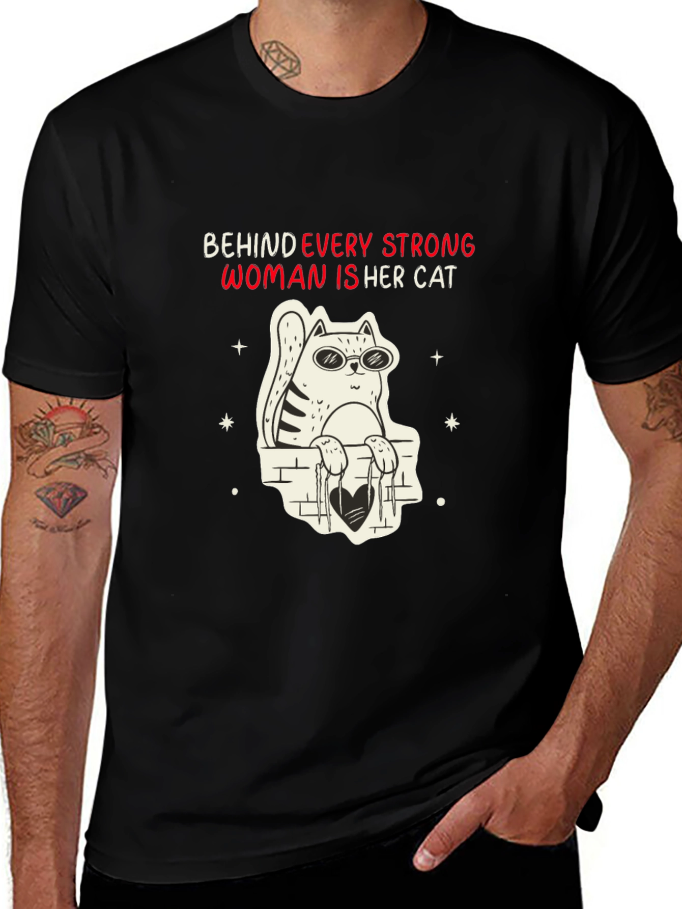 Variant 23 of Behind Every Strong Woman Cat T-Shirt