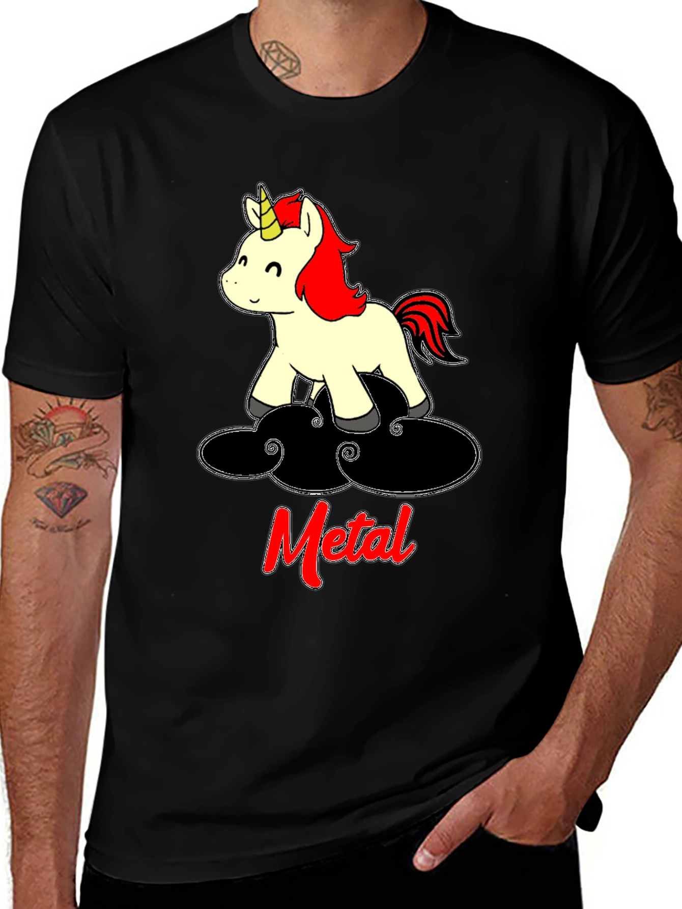 Variant 10 of Metal Unicorn T-Shirt - Black Cotton Tee