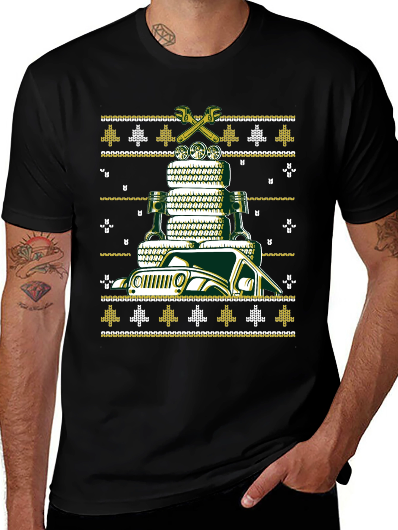 Jeep Auto Mechanic Ugly Christmas Sweater T-Shirt