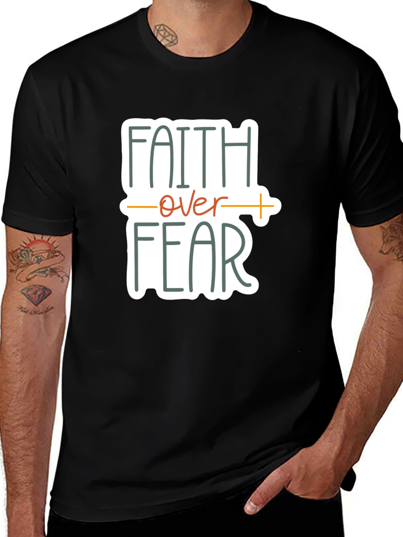 Variant 25 of Faith Over Fear Graphic Tee - Unisex Black T-Shirt