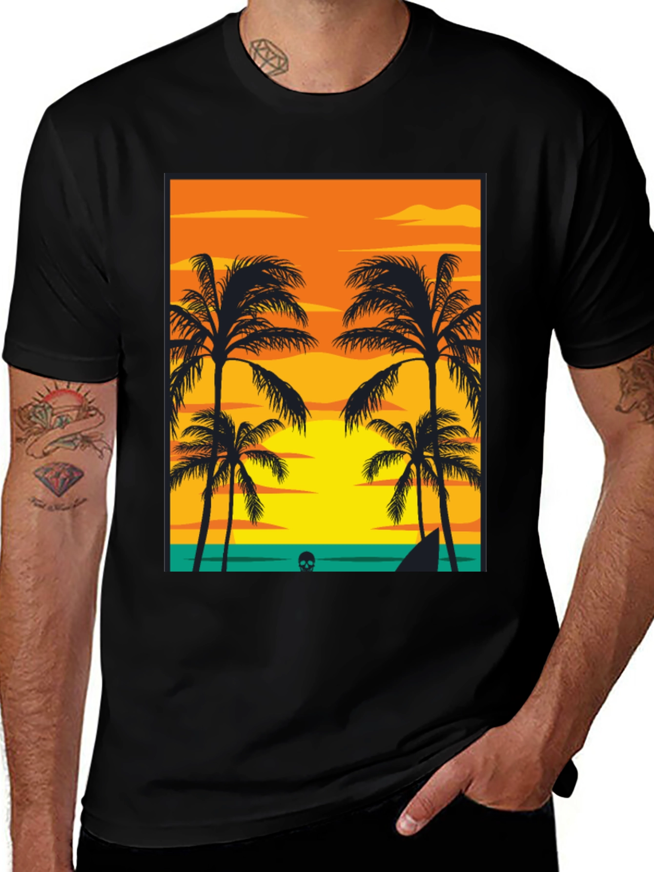 Variant 19 of Tropical Sunset Palm Tree Graphic Tee
