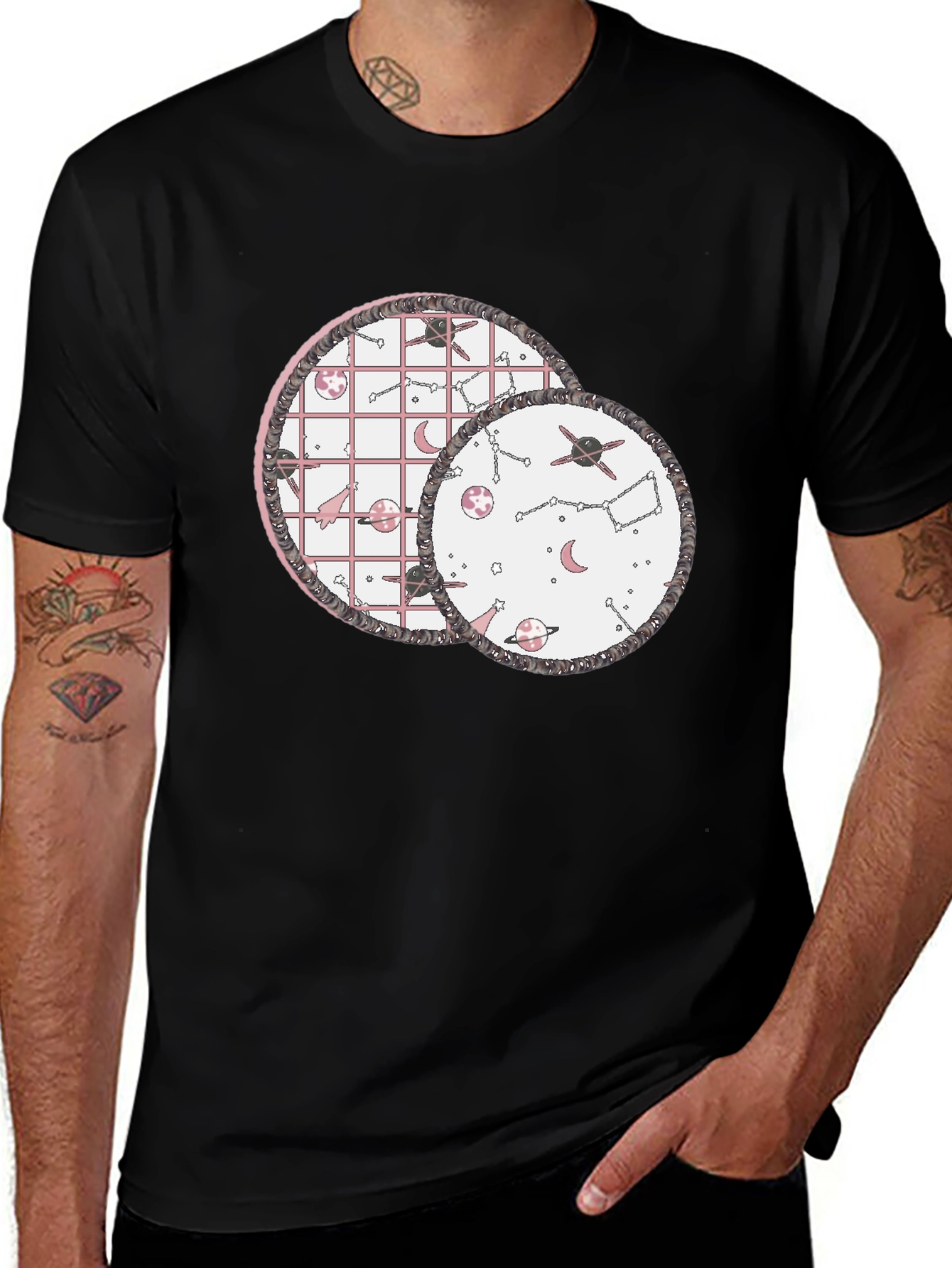 Variant 10 of Cosmic Dreams Graphic Tee - Black Cotton Blend