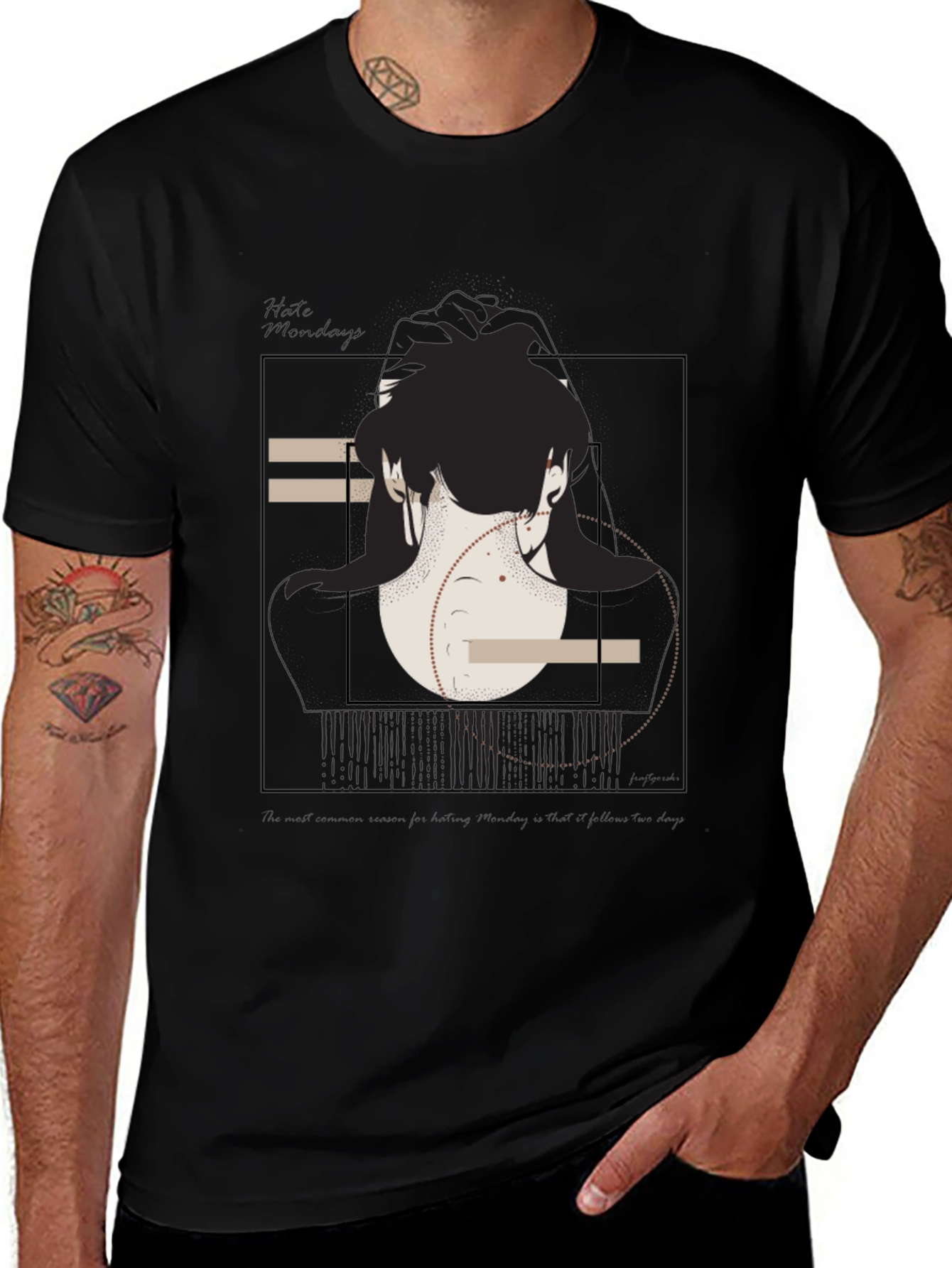 Variant 24 of Abstract Back Print Black T-Shirt
