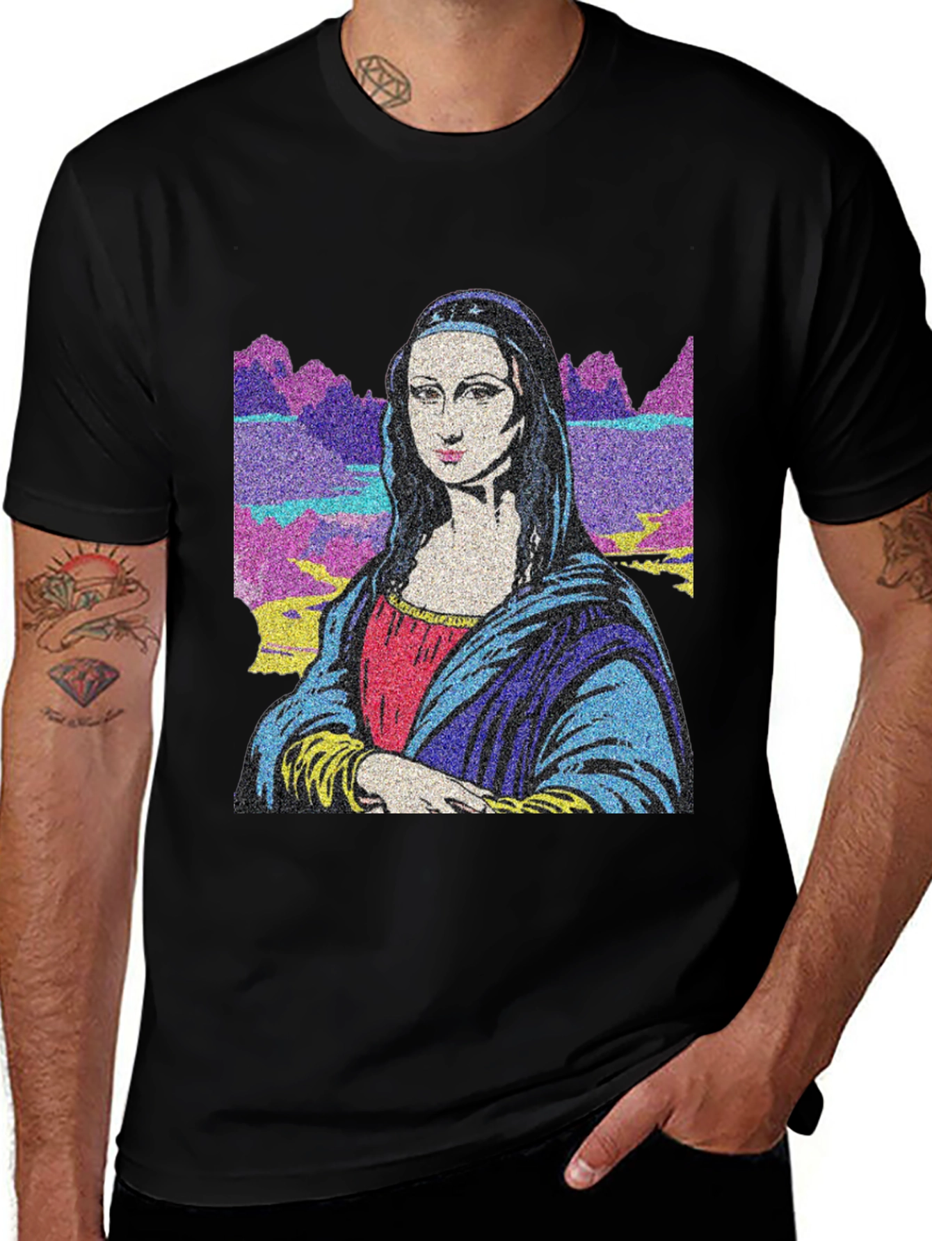 Variant 10 of Mona Lisa Graphic Print Black T-Shirt