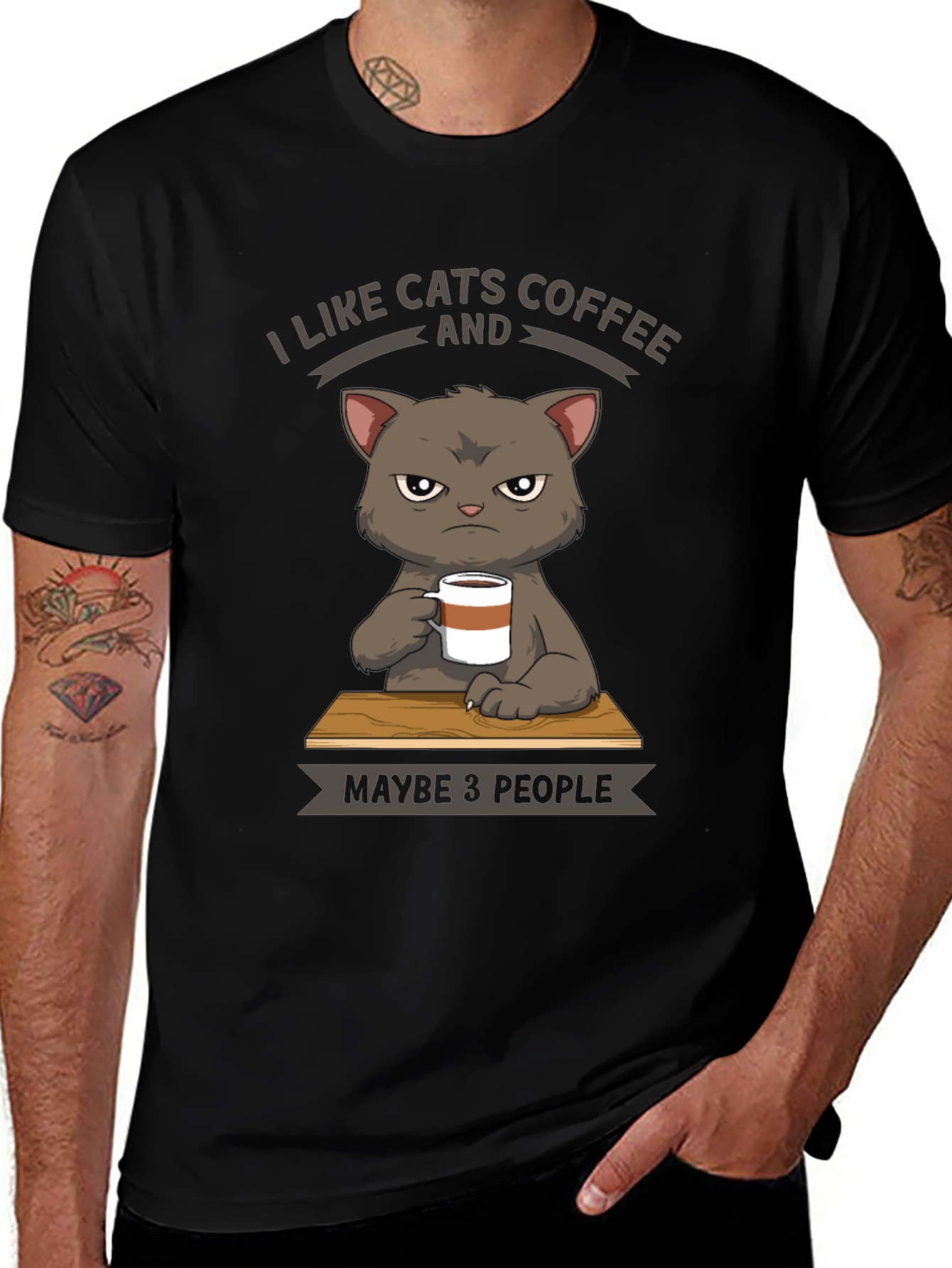 Variant 11 of I Like Cats & Coffee T-Shirt: Maybe 3 People Graphic Tee