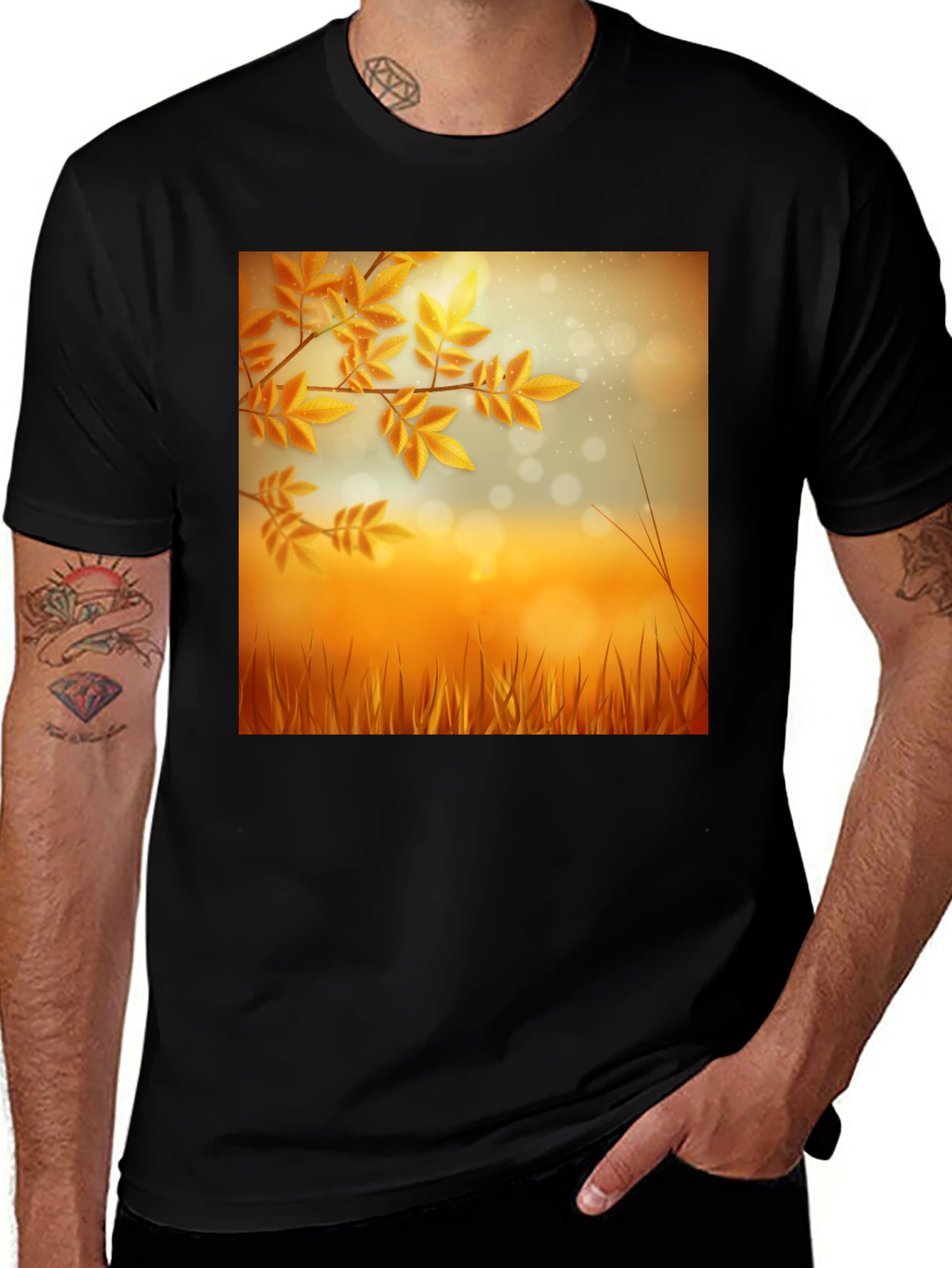 Variant 4 of Autumn Leaves Graphic Black T-Shirt