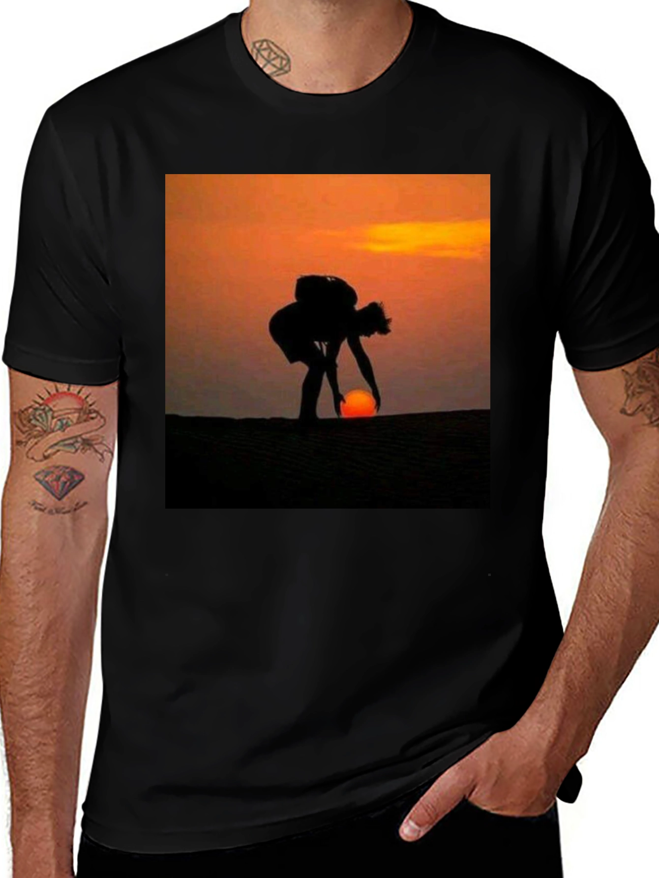 Variant 24 of Silhouette Sunset Graphic T-Shirt - Men's Black Tee