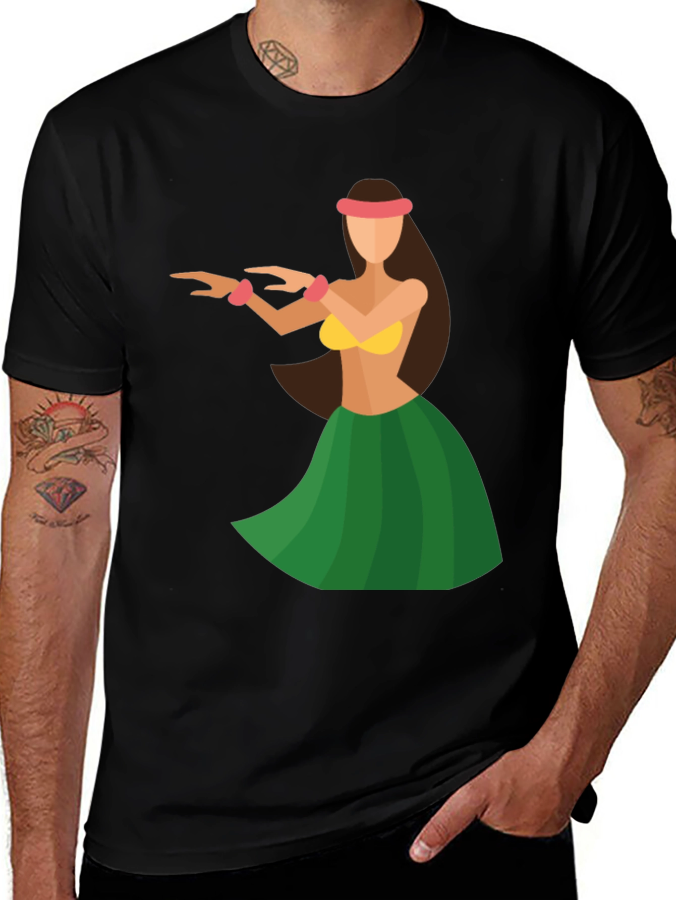 Black Hula Dancer Graphic Tee - Tropical Vibe main image