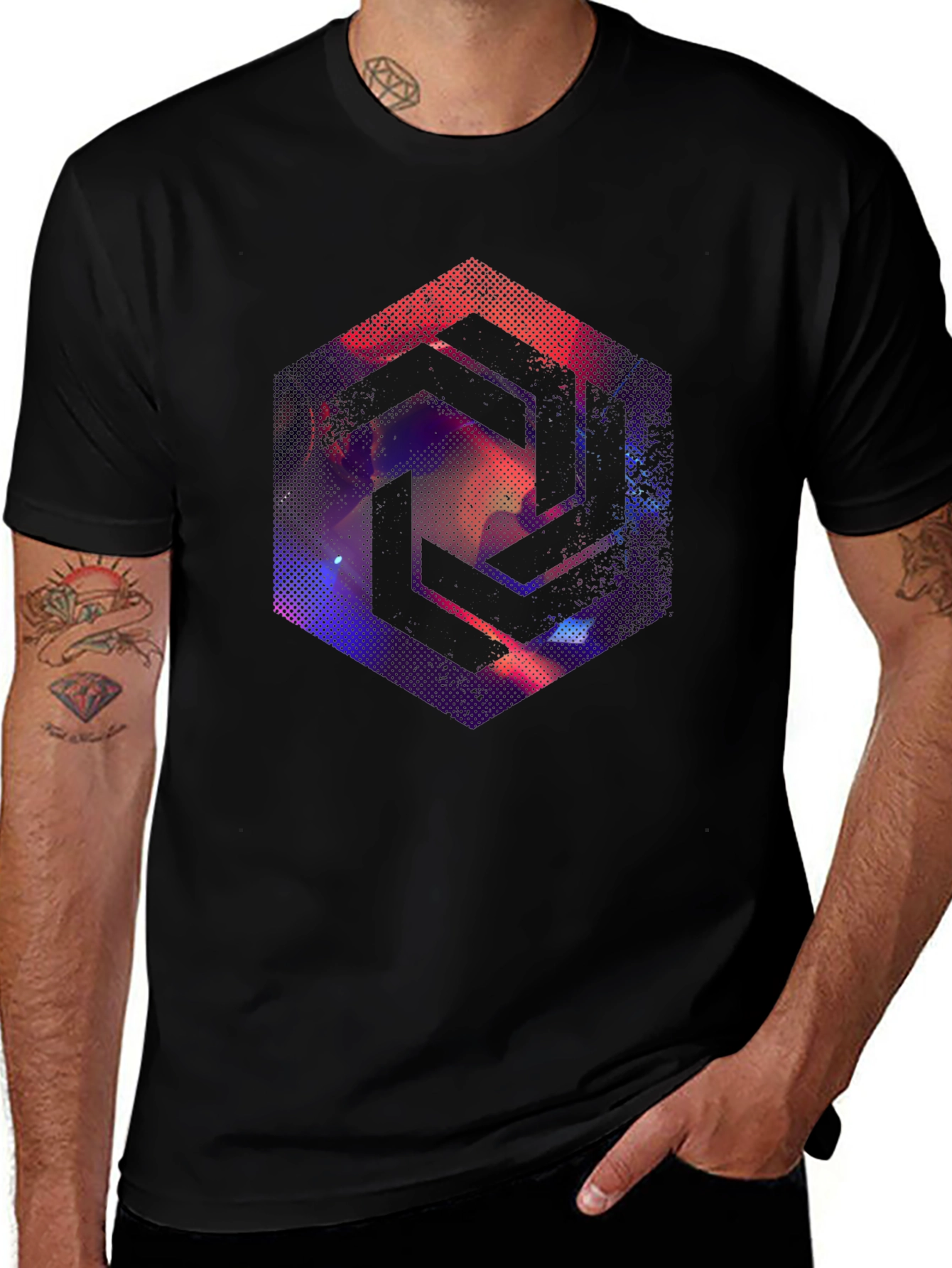 Variant 6 of Abstract Geometric Graphic Tee - Cool Black T-Shirt