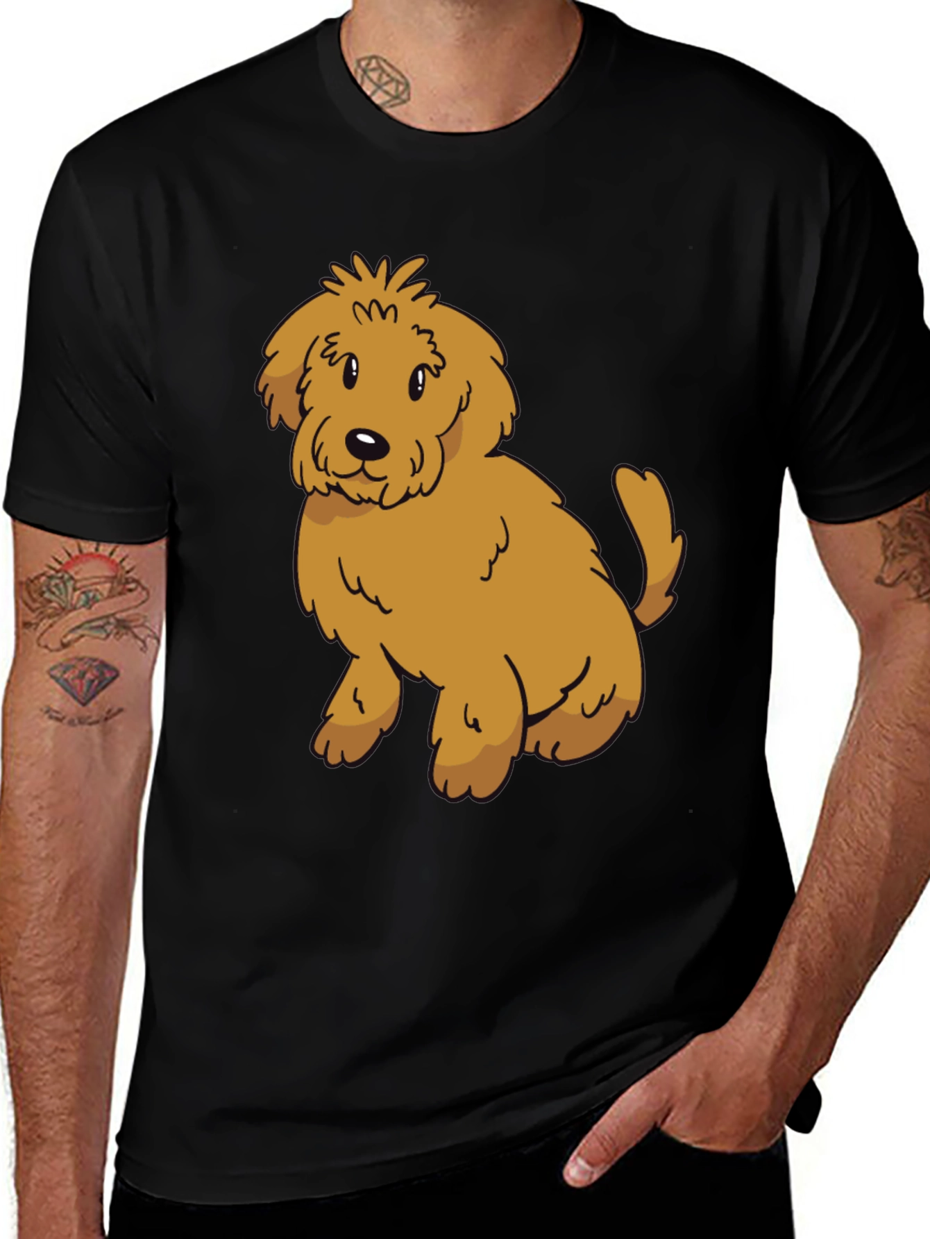 Variant 22 of Cute Doodle Dog Black T-Shirt