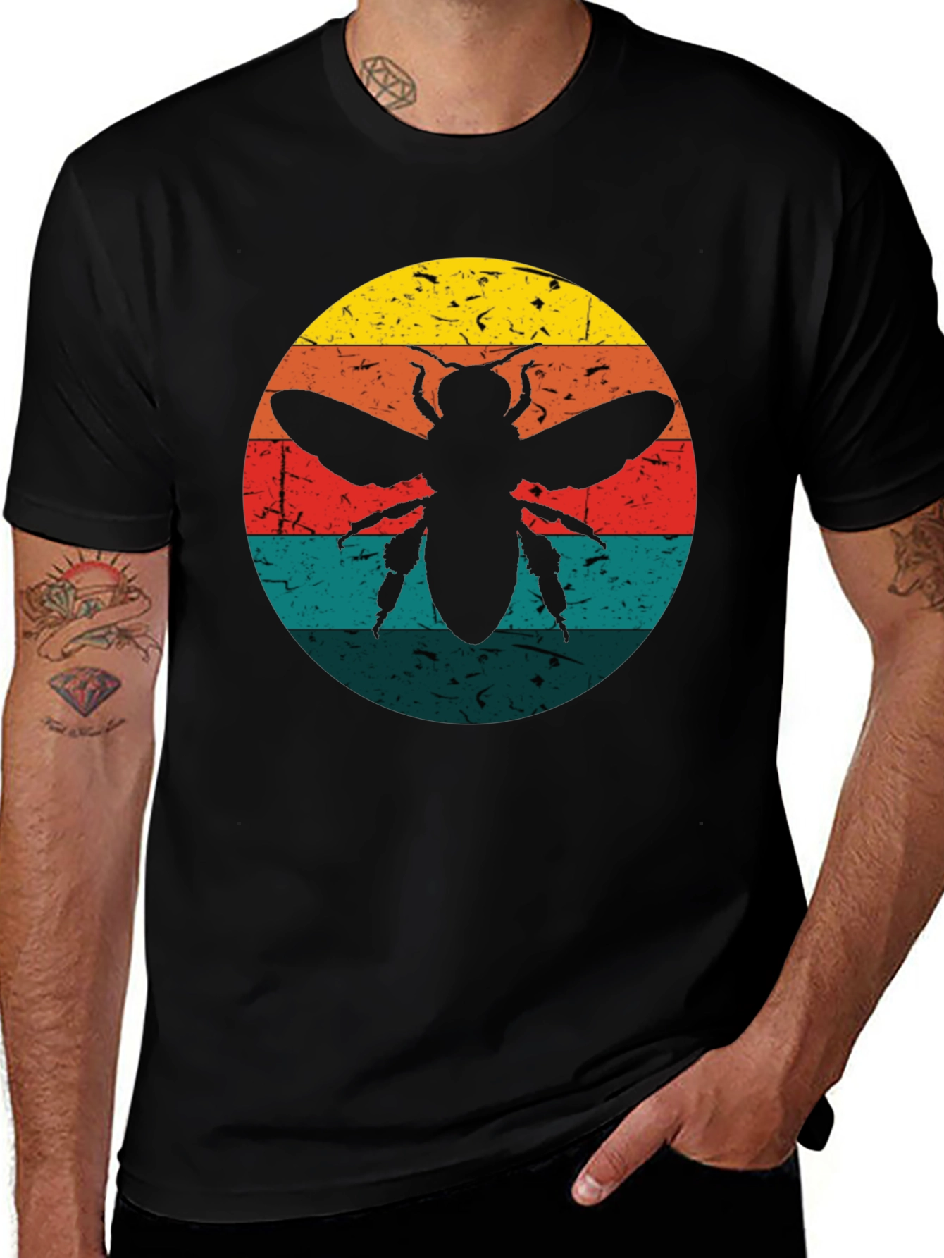 Variant 20 of Retro Bee Graphic Tee - Black