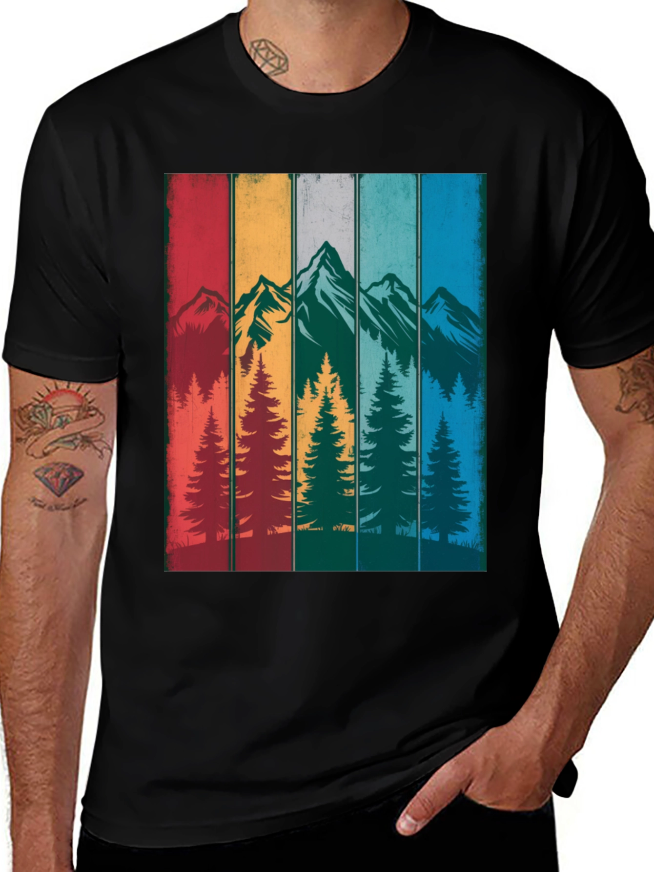Variant 5 of Retro Mountainscape Graphic Tee