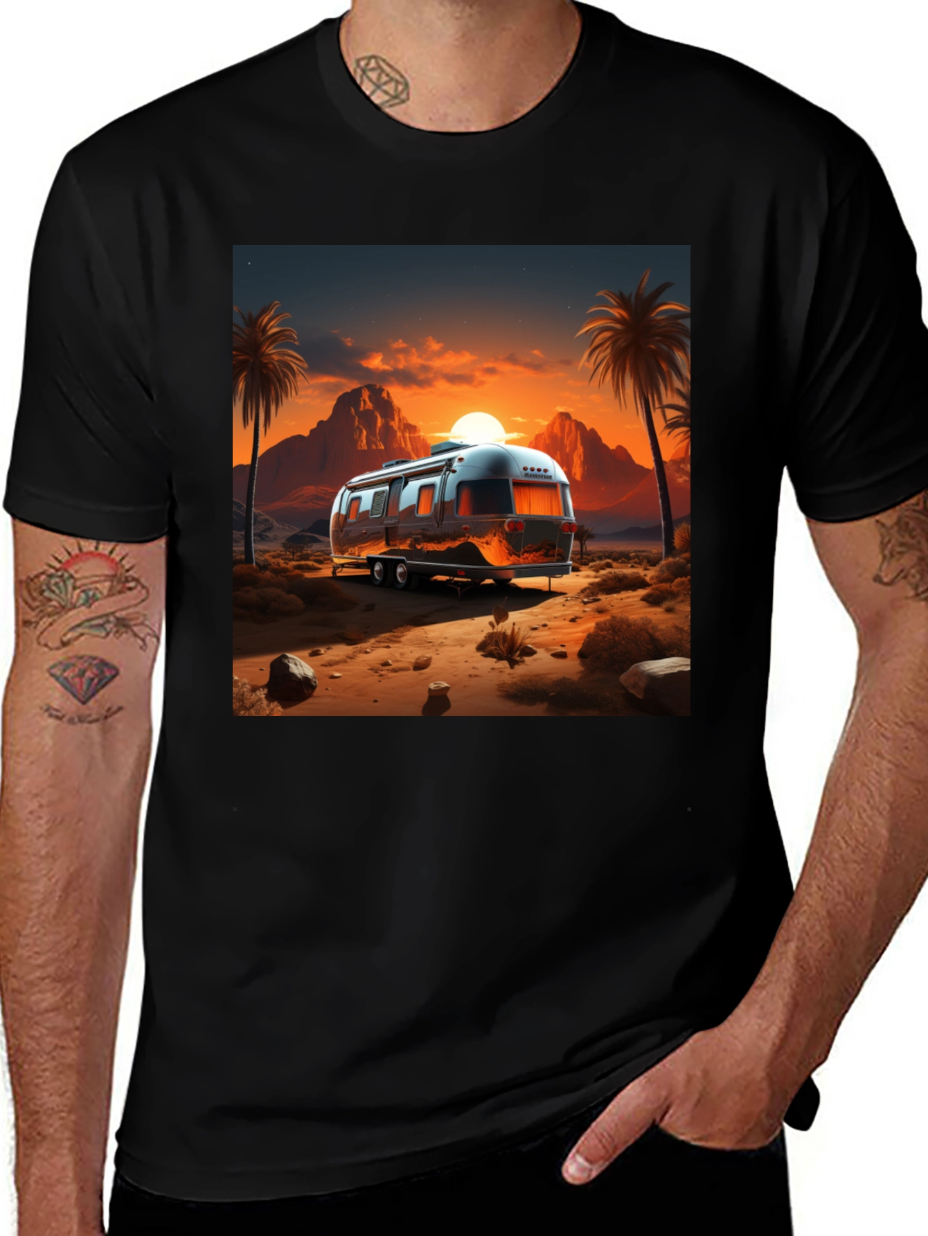 Variant 12 of Desert Sunset Airstream Graphic Tee