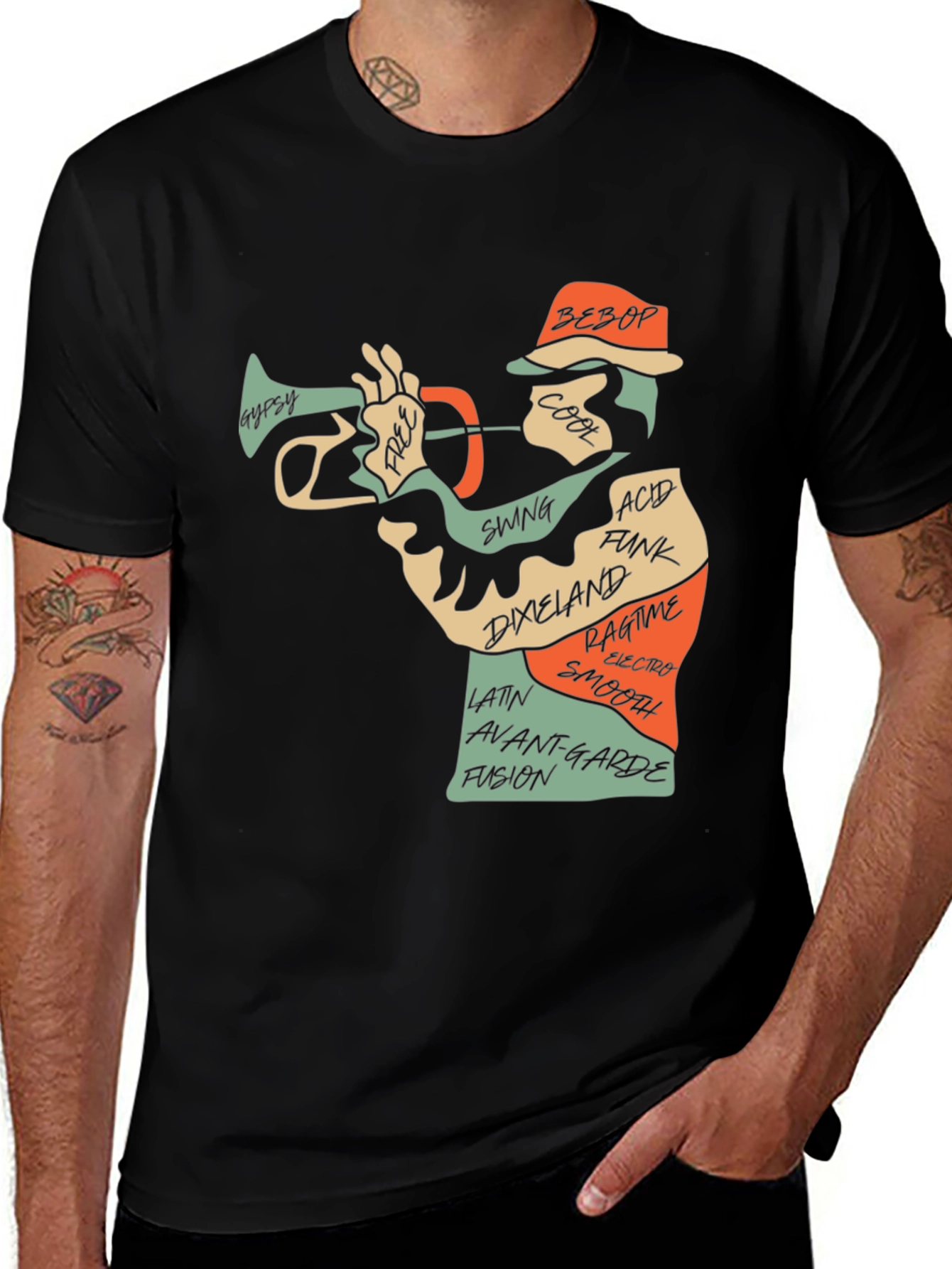 Variant 19 of Jazz Music Lover T-Shirt: Trumpet Player Style