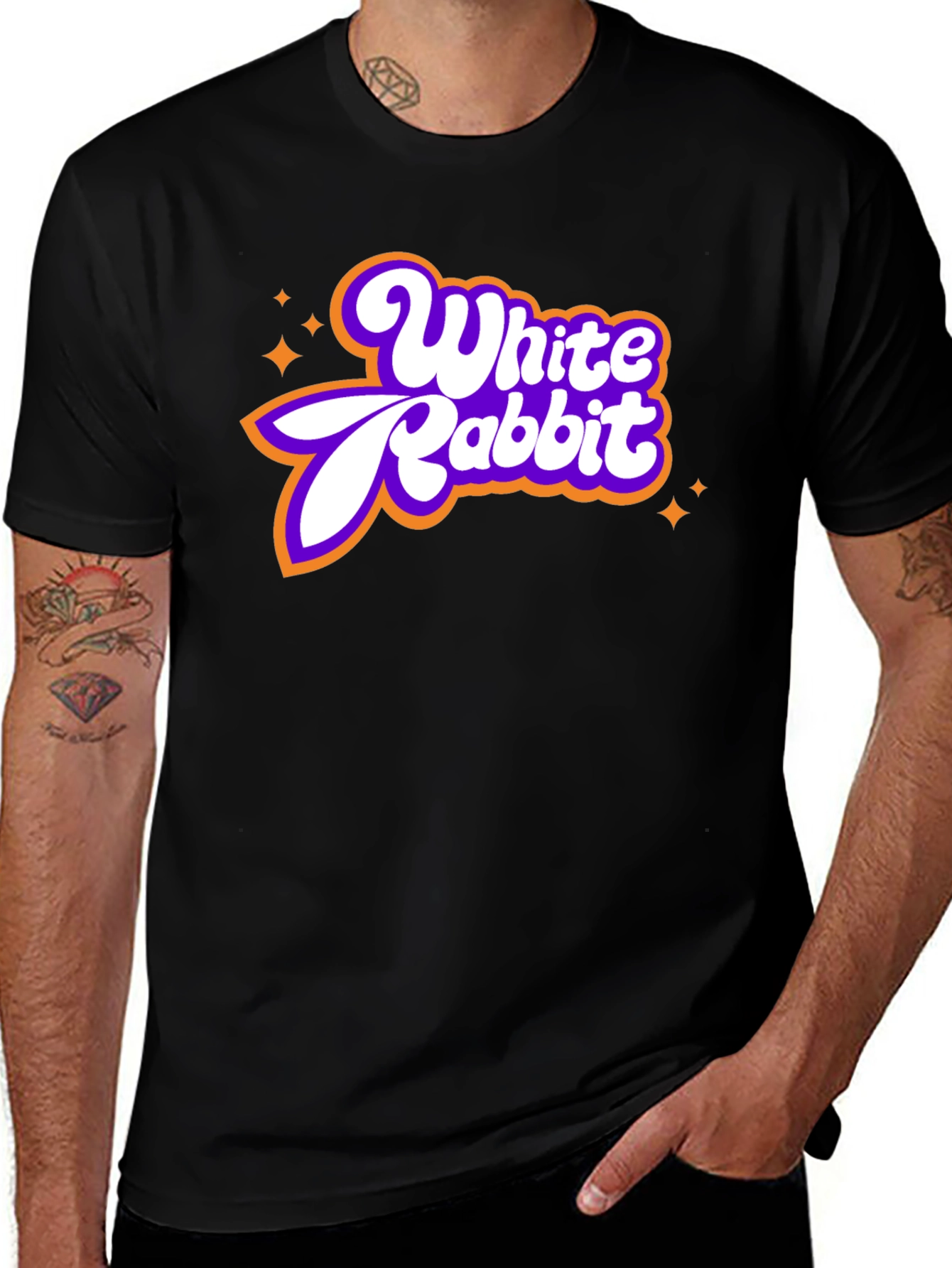 Variant 16 of White Rabbit Retro Graphic Tee - Black Cotton Blend