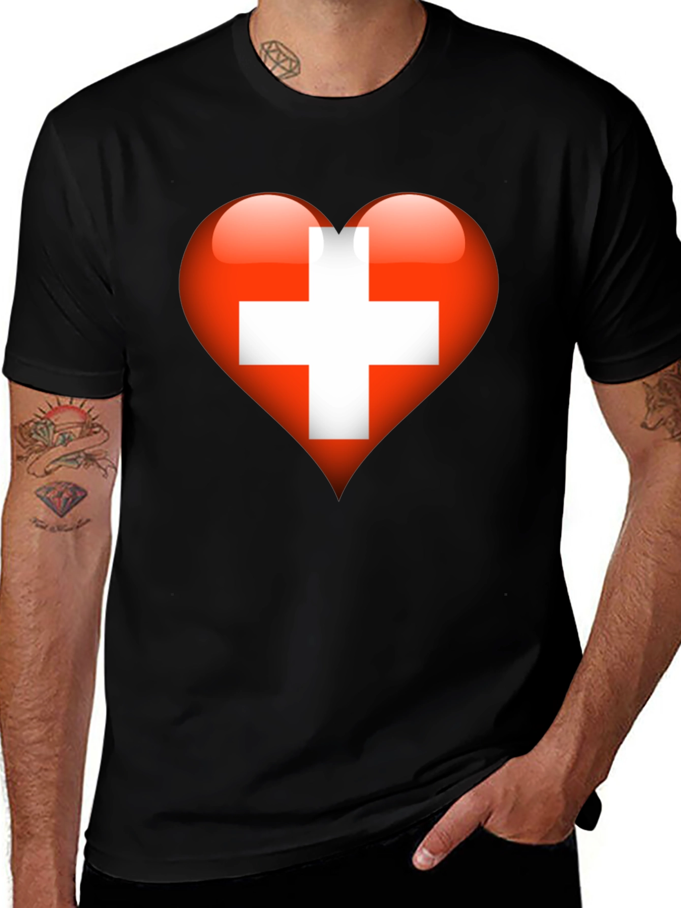 Black Swiss Heart T-Shirt - Show Your Love! main image