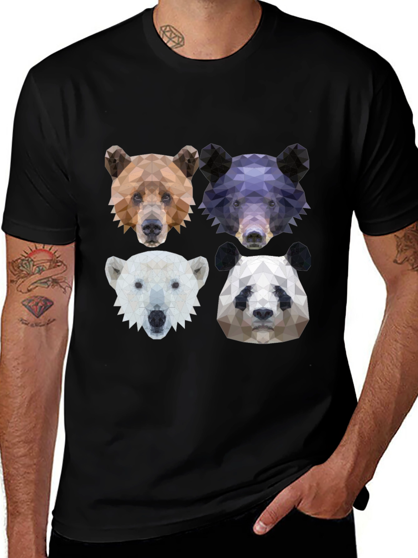 Variant 25 of Geometric Bear Graphic T-Shirt - Animal Lover Tee