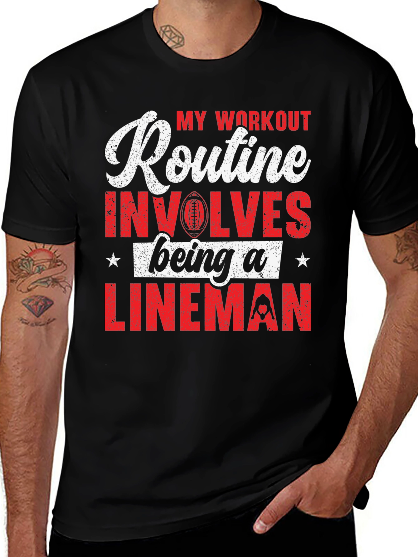 Lineman Workout Routine Graphic T-Shirt