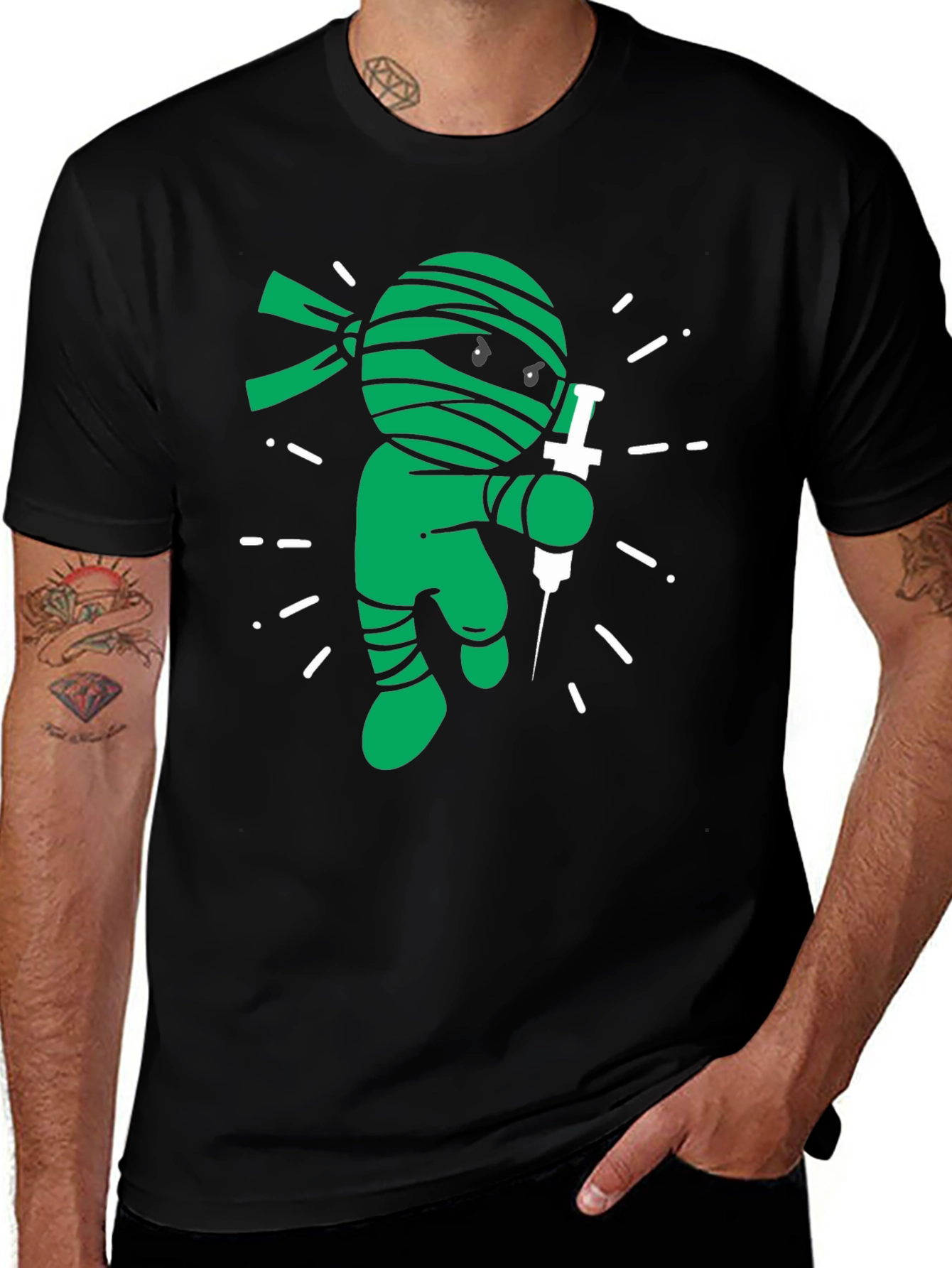 Variant 7 of Vaccine Ninja Black T-Shirt