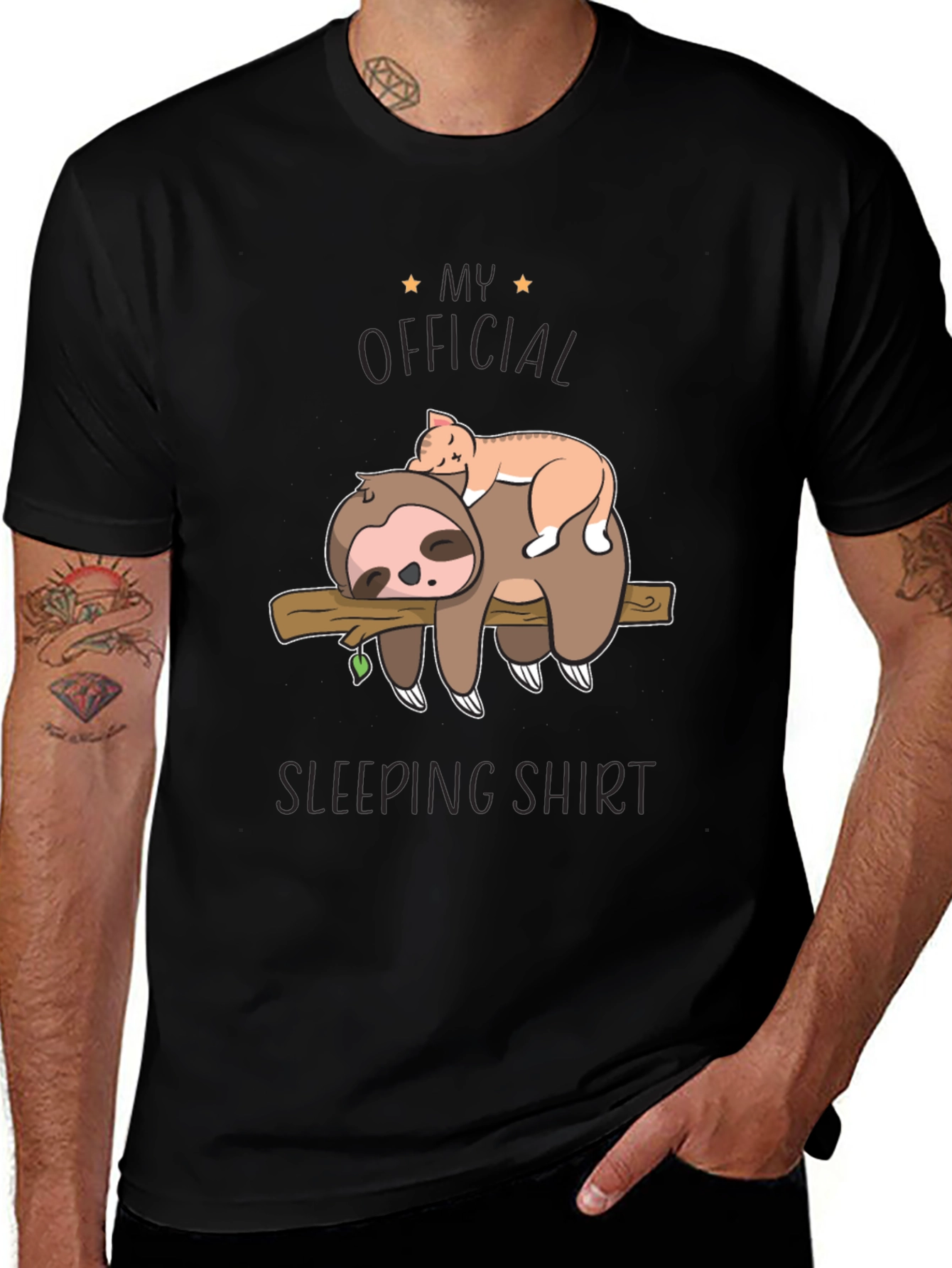 Variant 30 of Sloth & Cat Sleeping Shirt - Official Sleepwear