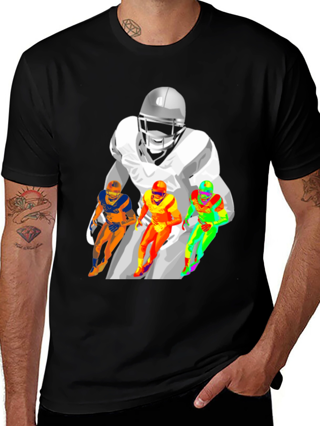 Variant 5 of Football Player Graphic T-Shirt - Black