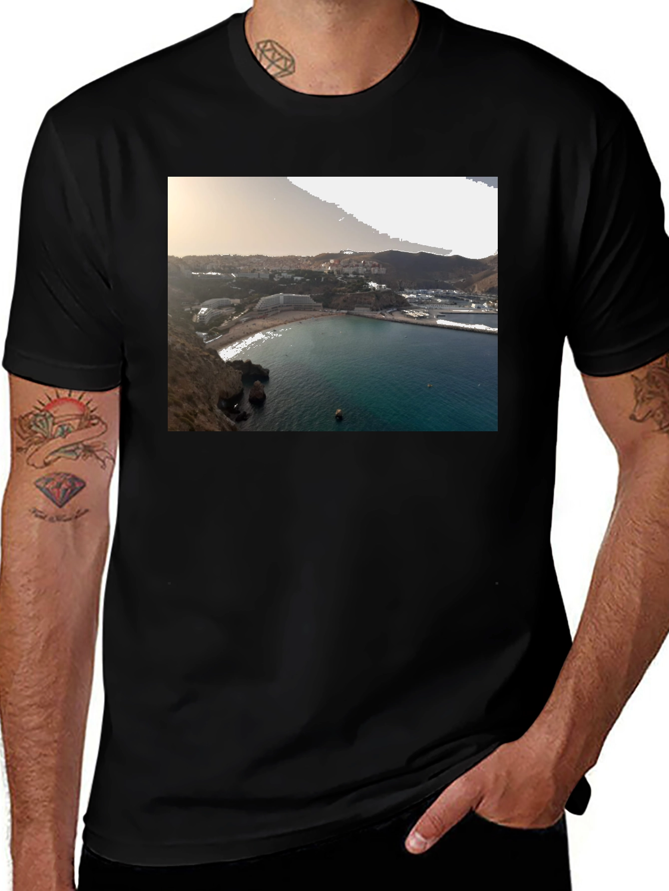 Variant 4 of Beach View Graphic Black T-Shirt