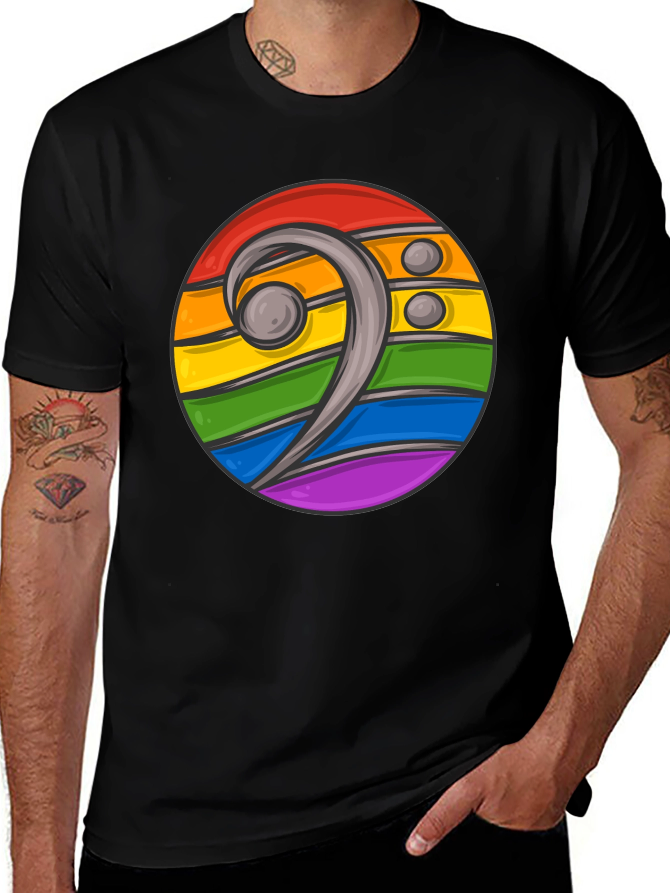 Variant 5 of Rainbow Bass Clef Music T-Shirt