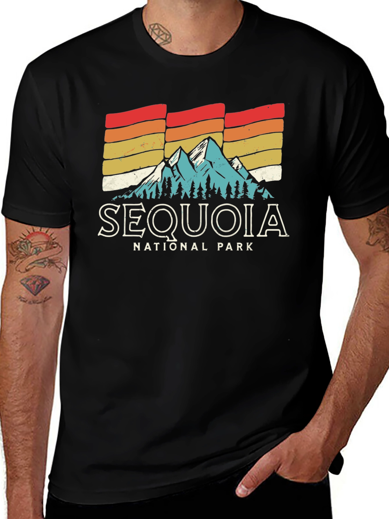 Variant 3 of Sequoia National Park T-Shirt - Retro Mountain Graphic