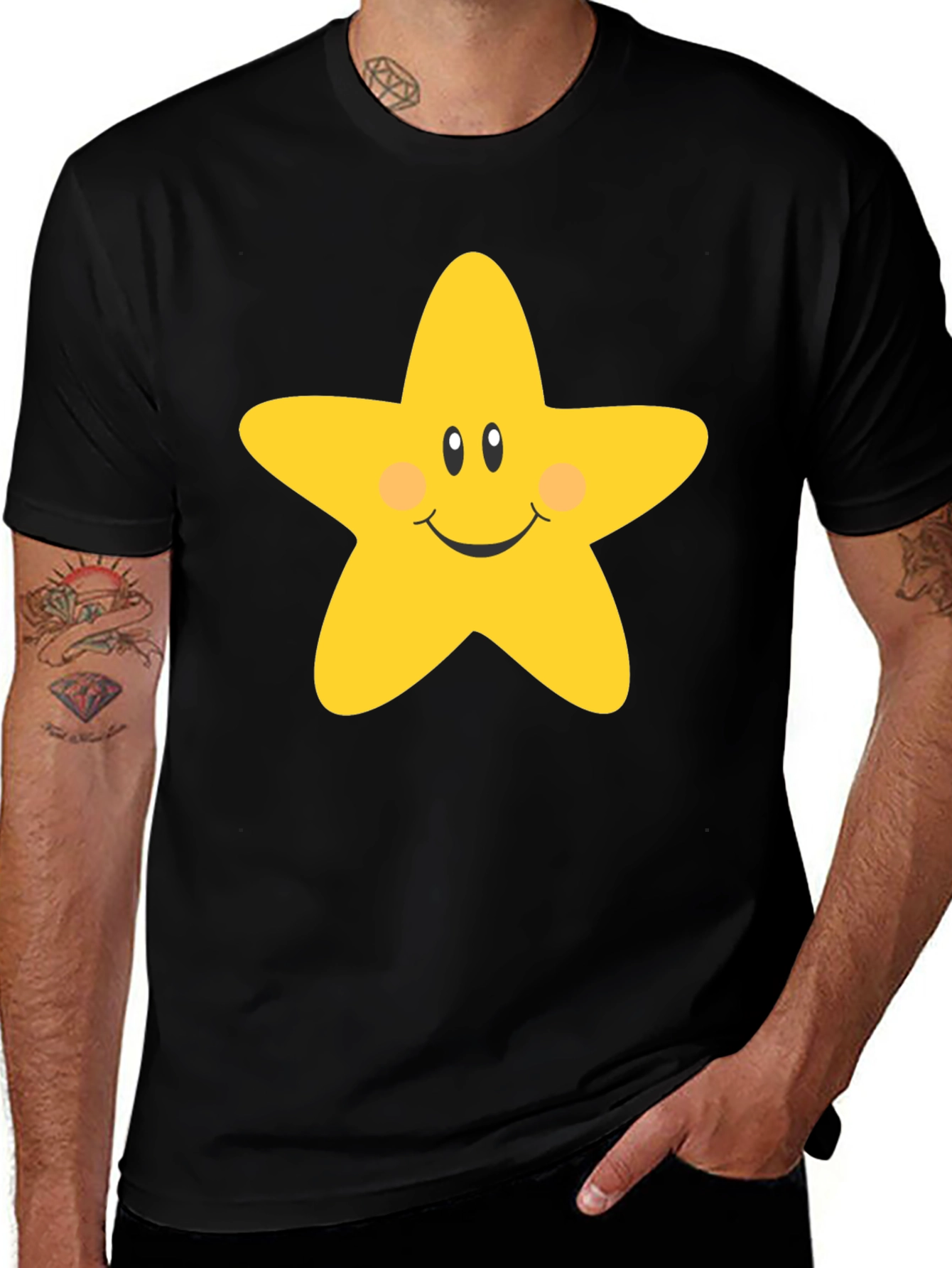 Variant 18 of Cute Star Graphic Tee - Unisex Black T-Shirt