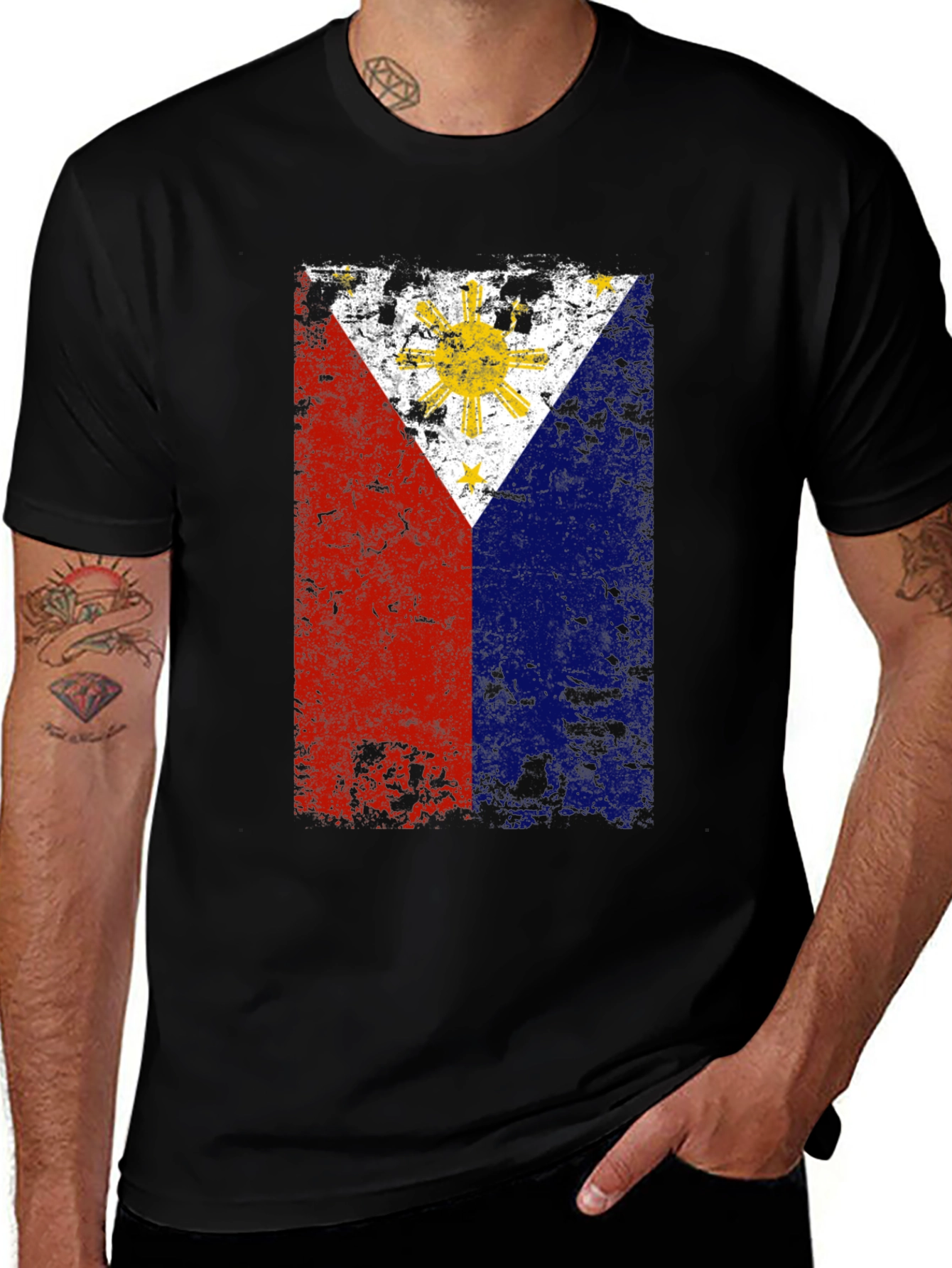 Distressed Philippines Flag Graphic T-Shirt