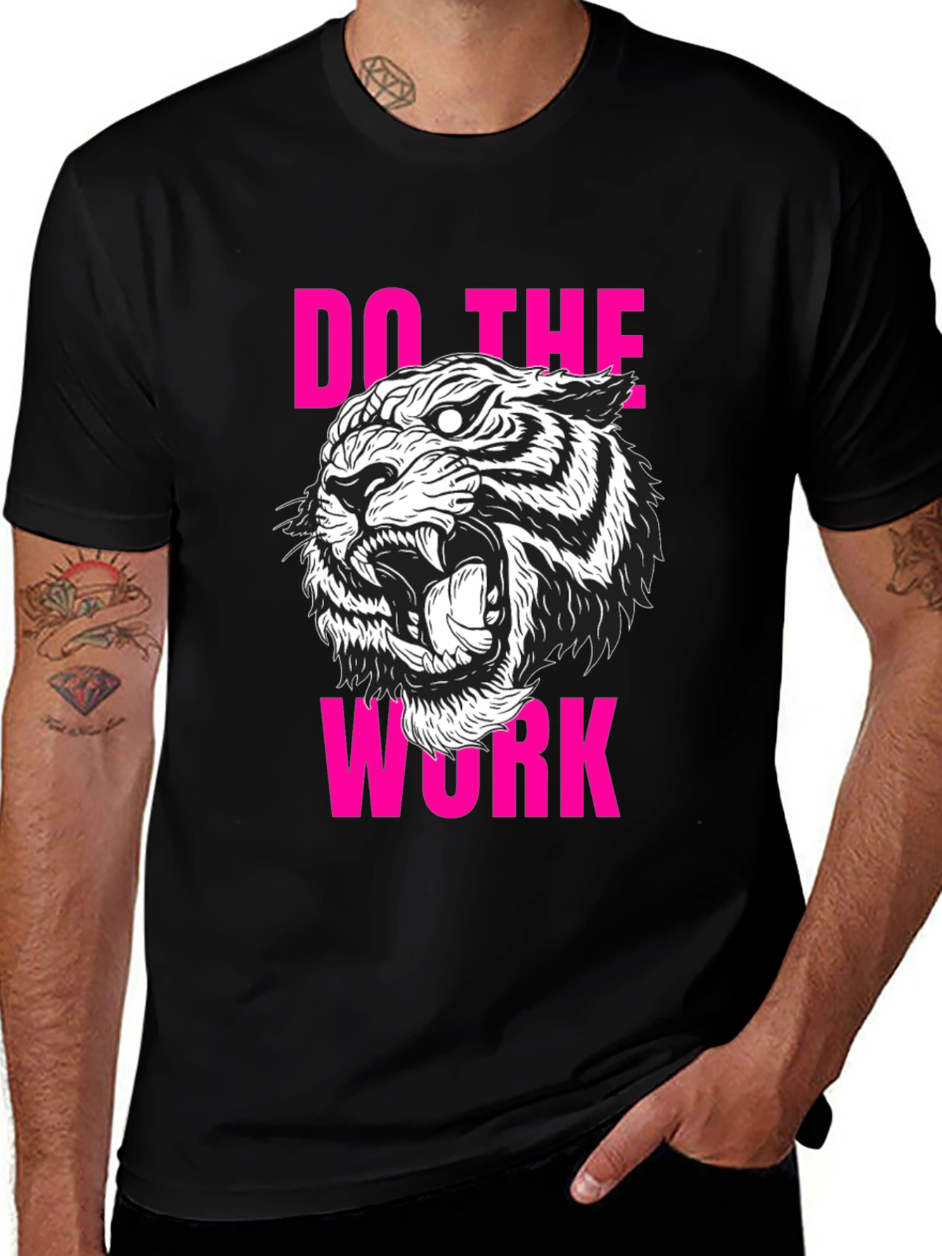 Variant 7 of Do The Work Tiger Graphic Tee - Men's Black T-Shirt