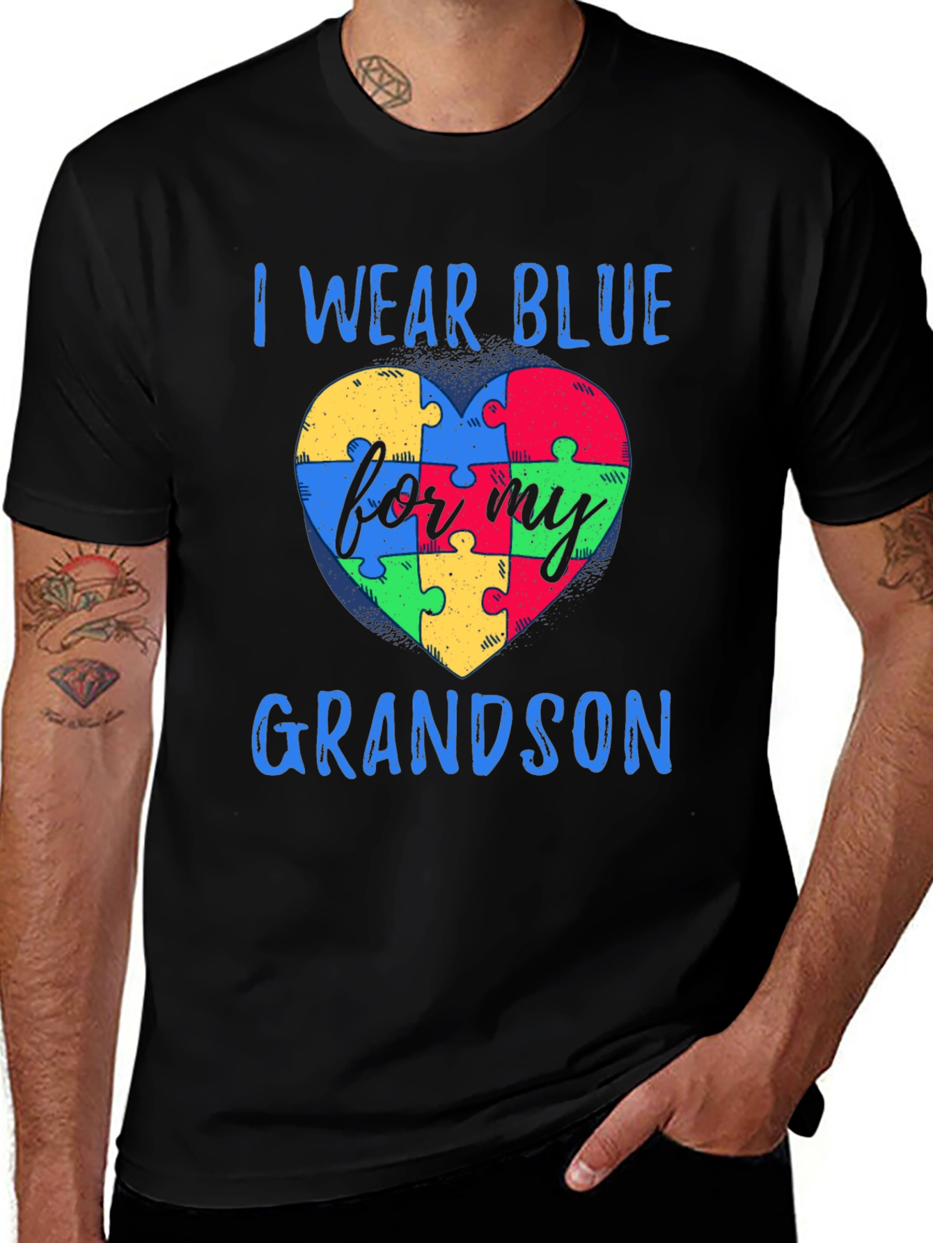 Variant 18 of I Wear Blue For My Grandson Autism Awareness T-Shirt