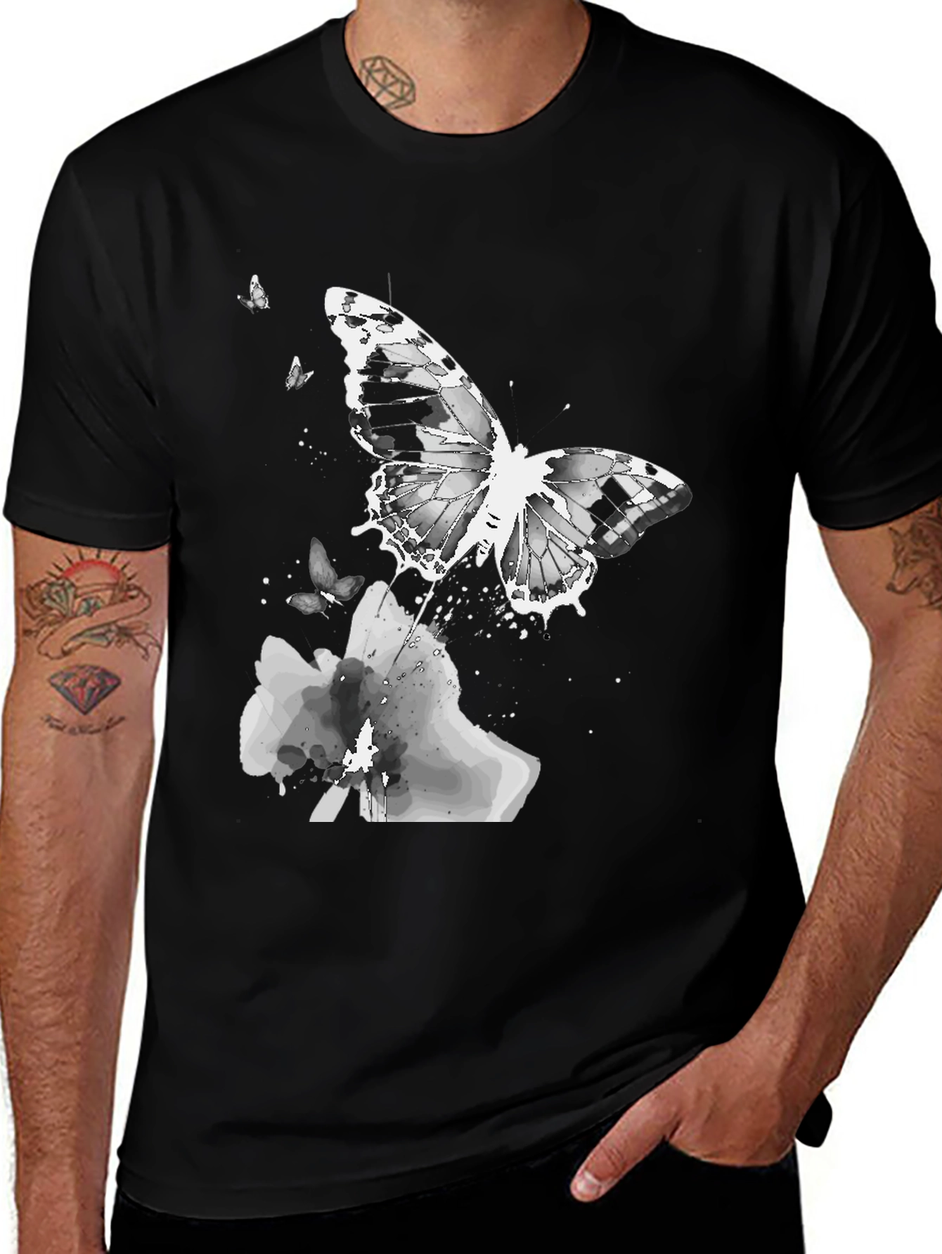 Variant 26 of Butterfly Graphic Black T-Shirt