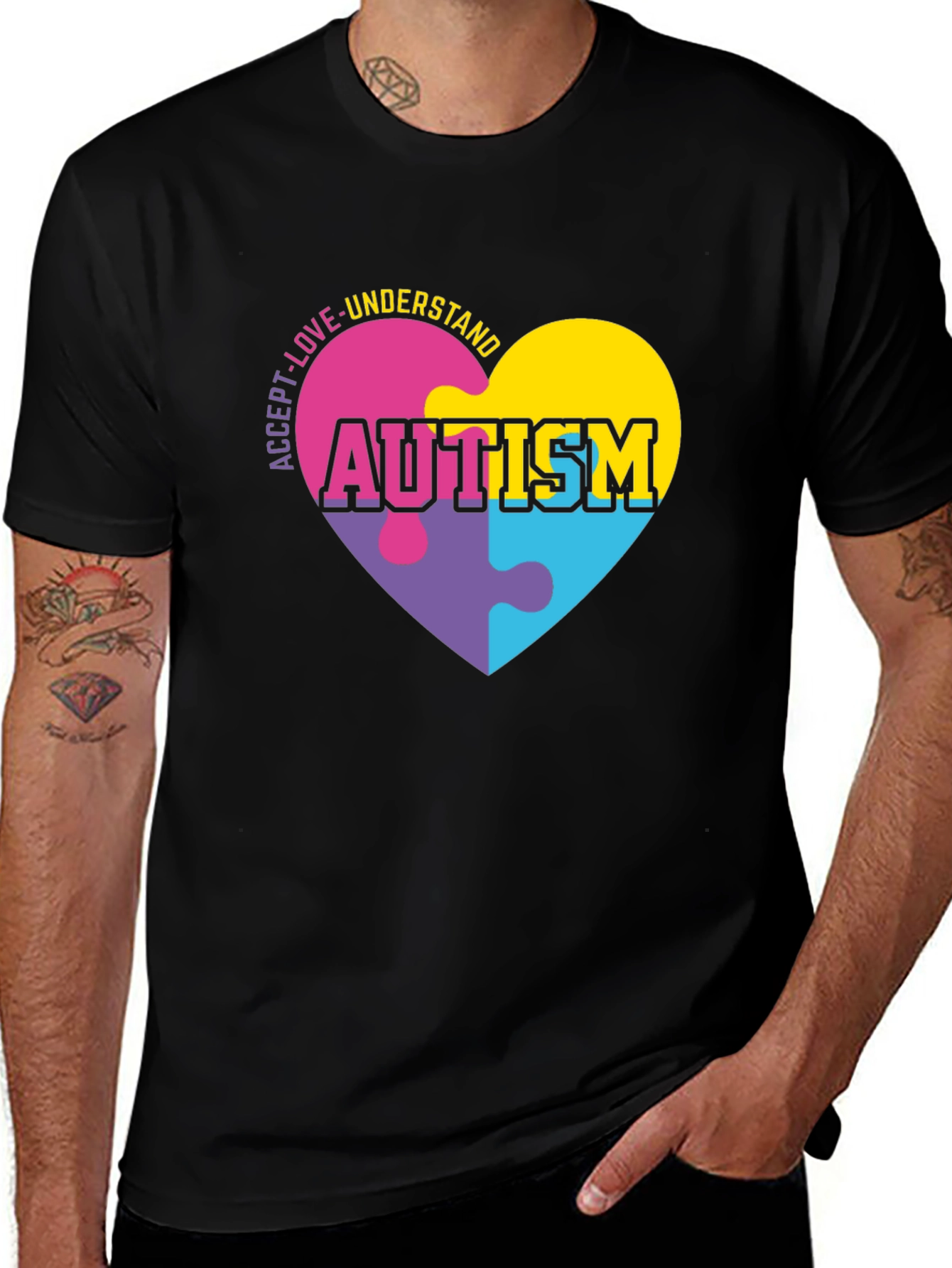 Autism Awareness T-Shirt - Puzzle Heart Design