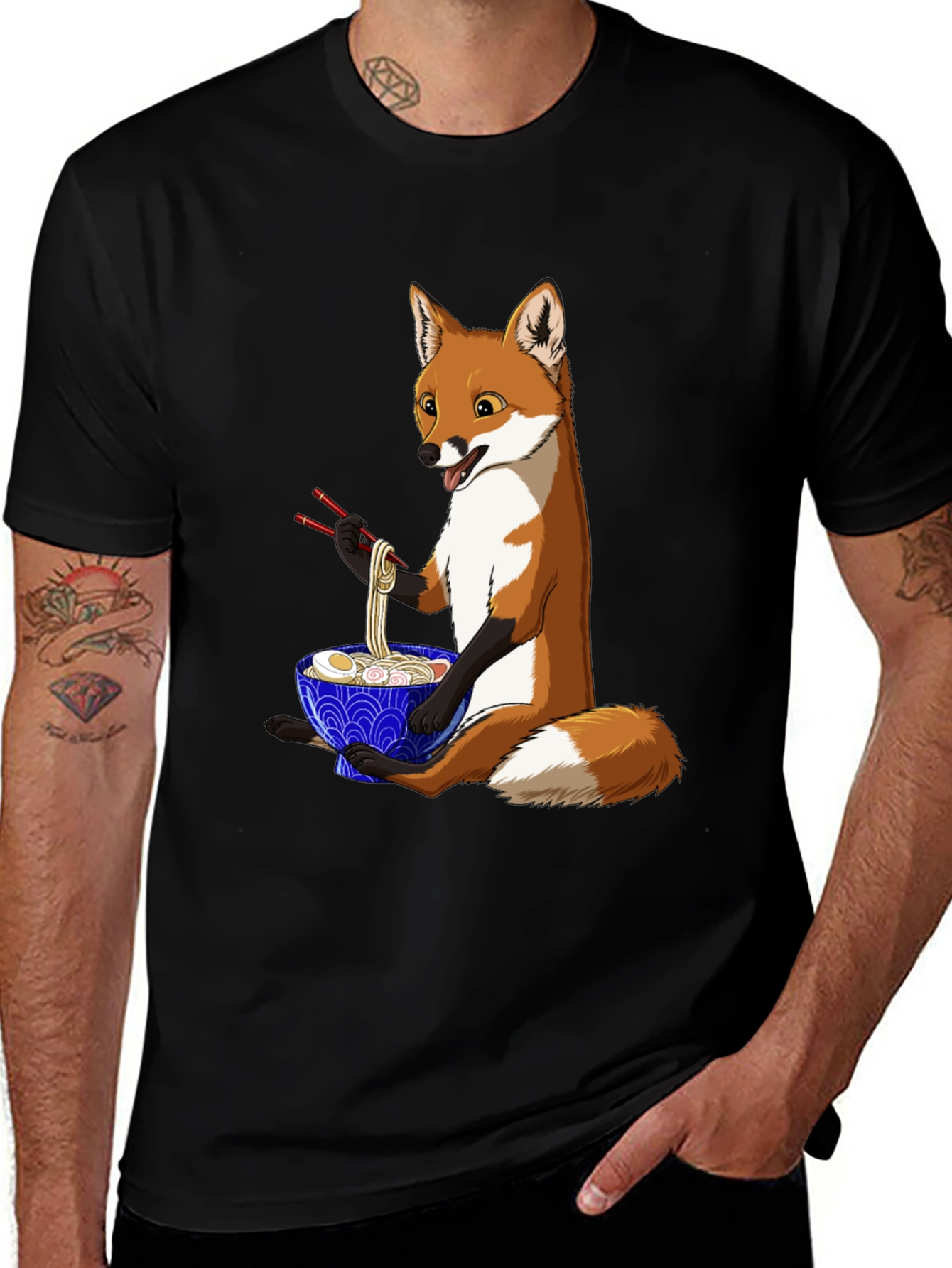 Variant 14 of Fox Eating Ramen Graphic T-Shirt