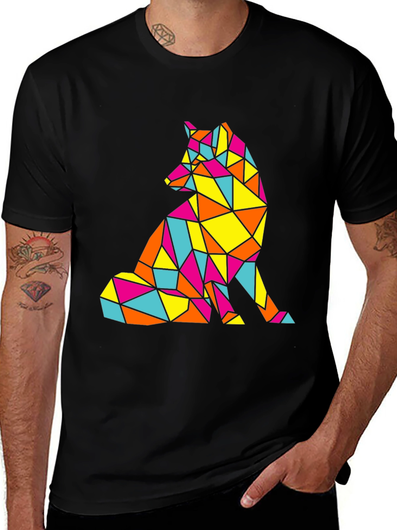 Variant 18 of Geometric Fox Graphic Tee - Modern Art Shirt