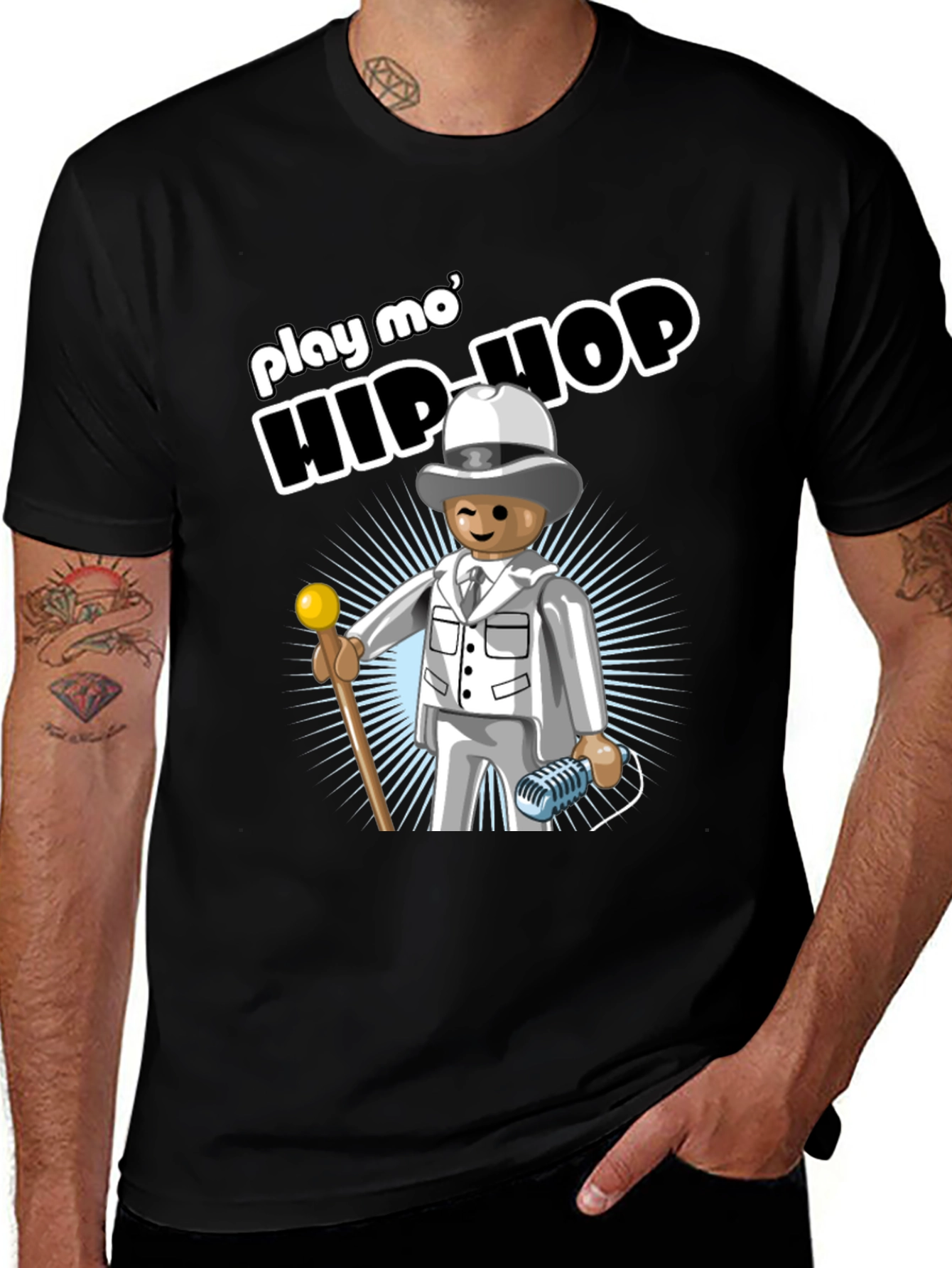 Variant 24 of Play Mo' Hip Hop Graphic Tee - Black Cotton T-Shirt