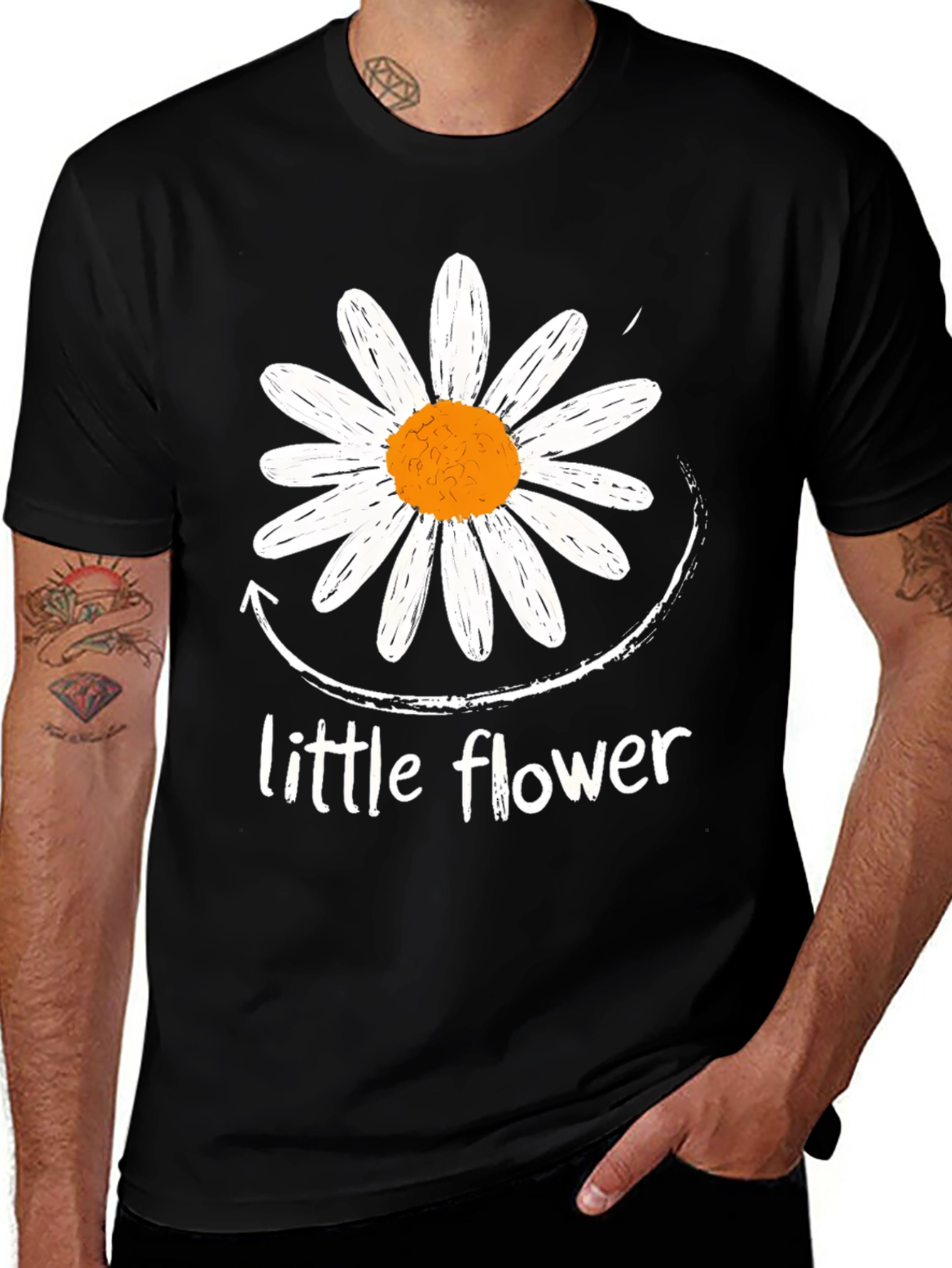 Variant 24 of Little Flower Graphic T-Shirt - Black