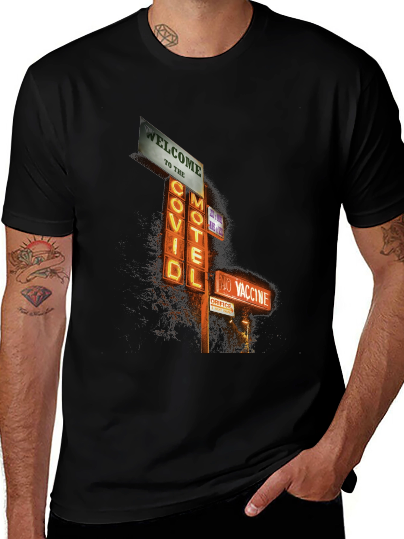COVID Motel T-Shirt - No Vaccine Inn