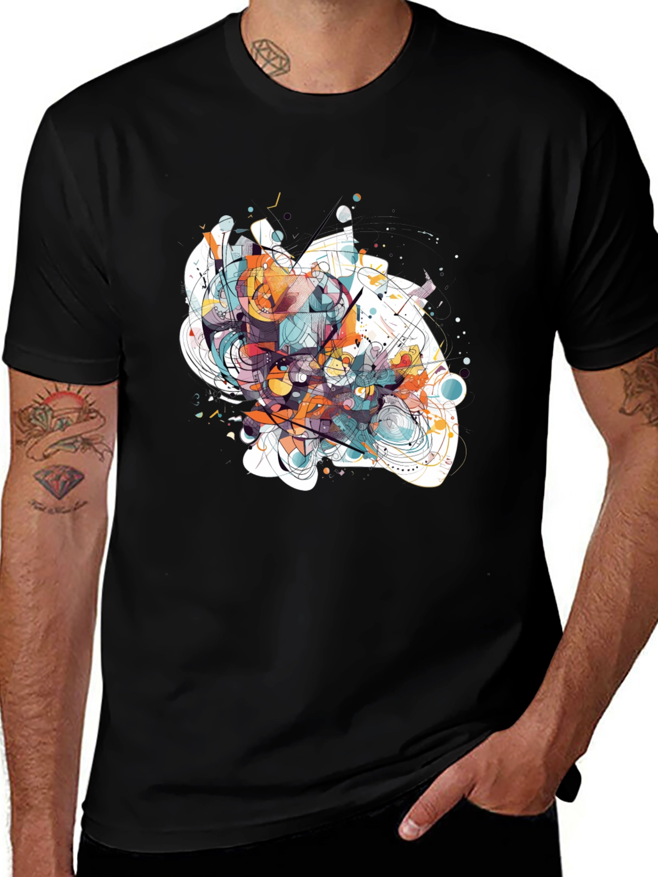Variant 29 of Abstract Graphic Print Black T-Shirt