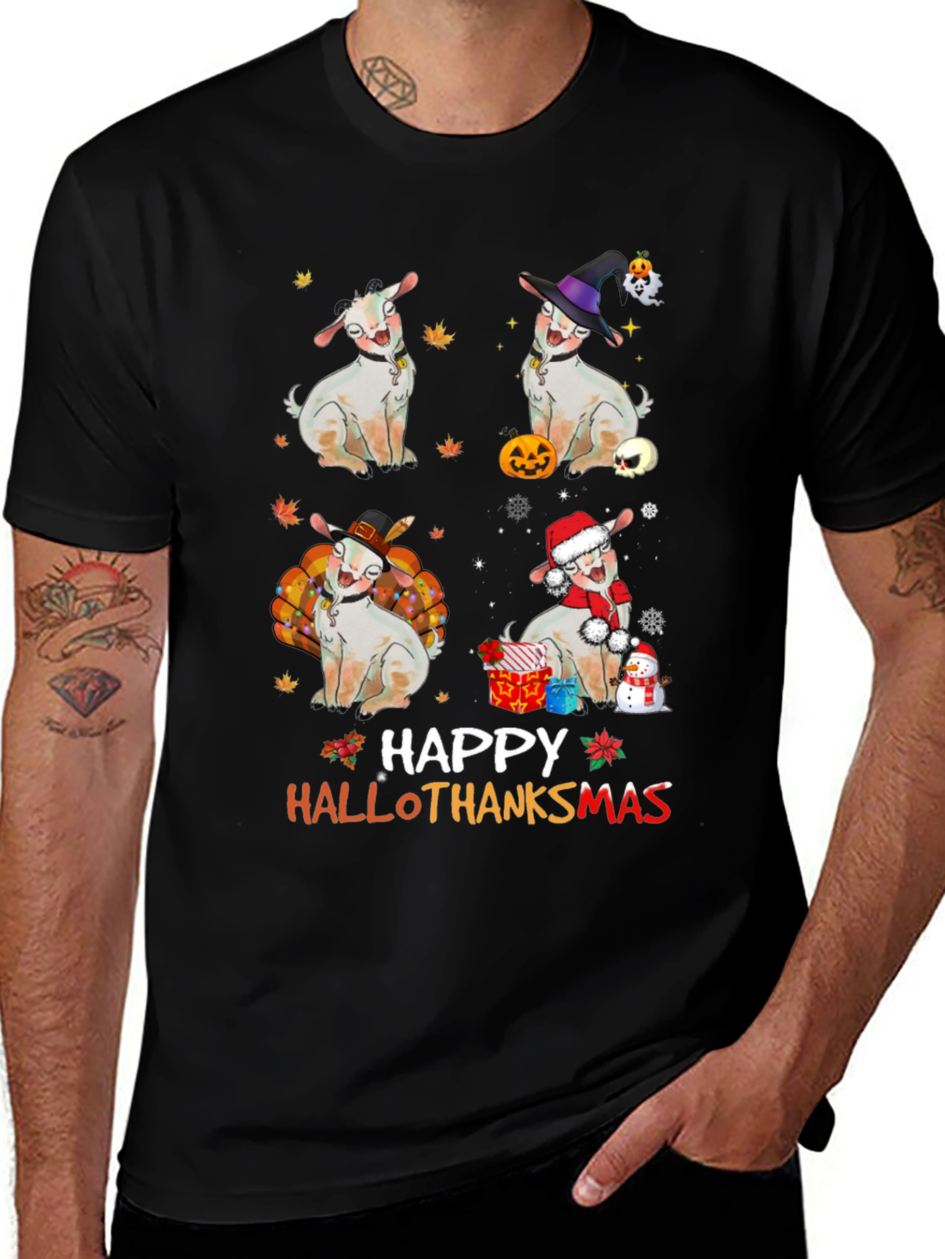 Happy Hallothanksmas Goat T-Shirt