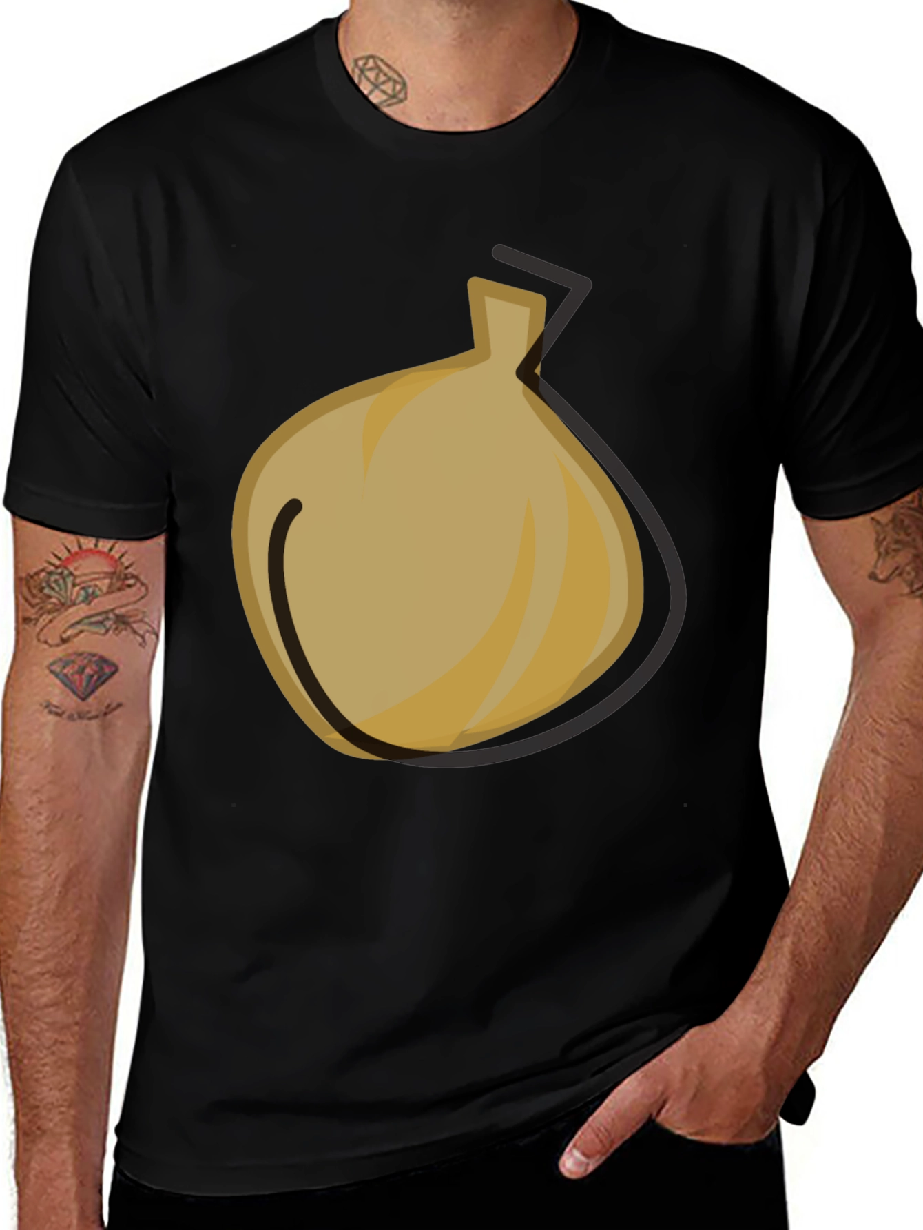 Funky Onion Graphic Black T-Shirt