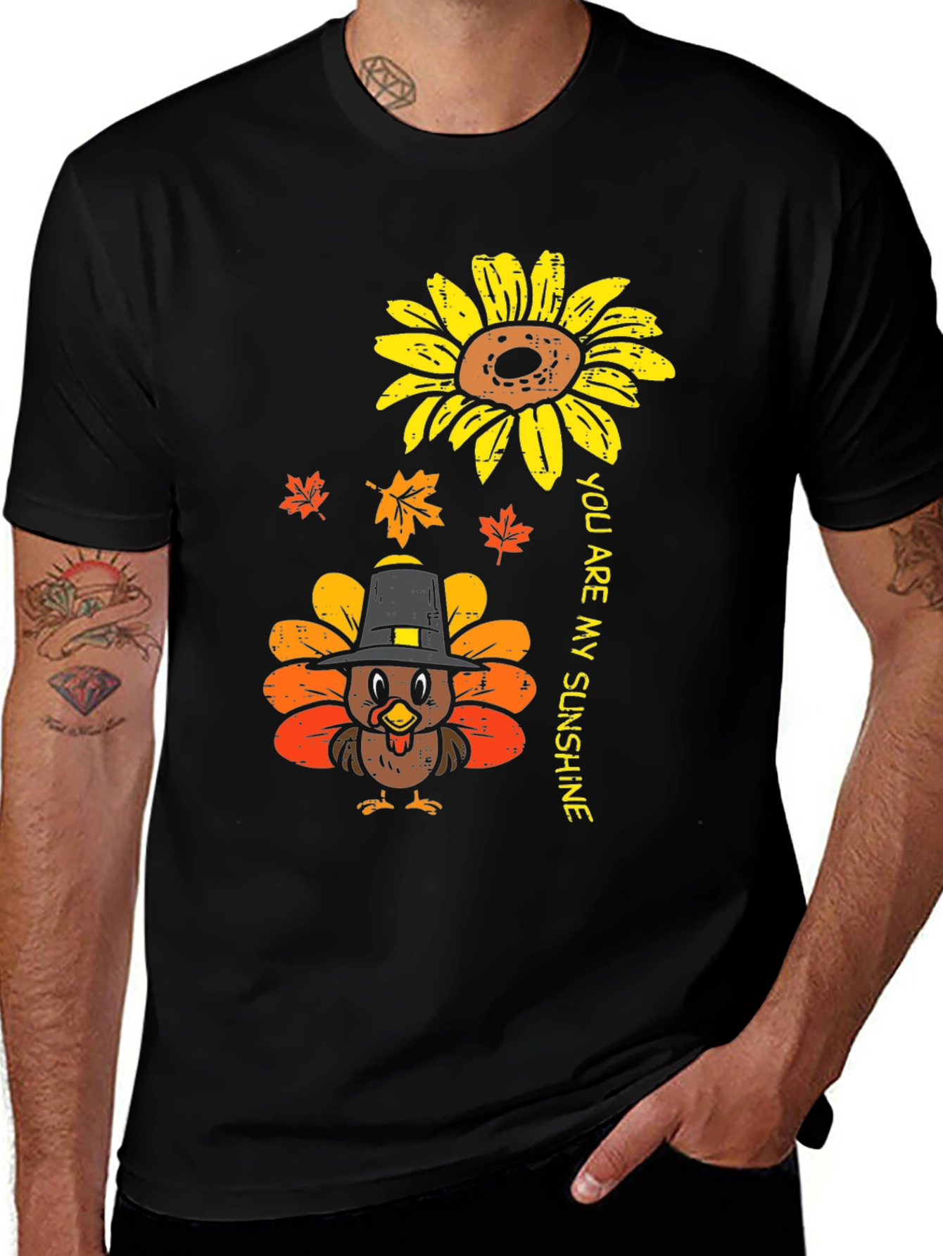 Variant 7 of Thanksgiving Turkey Sunflower Graphic Tee