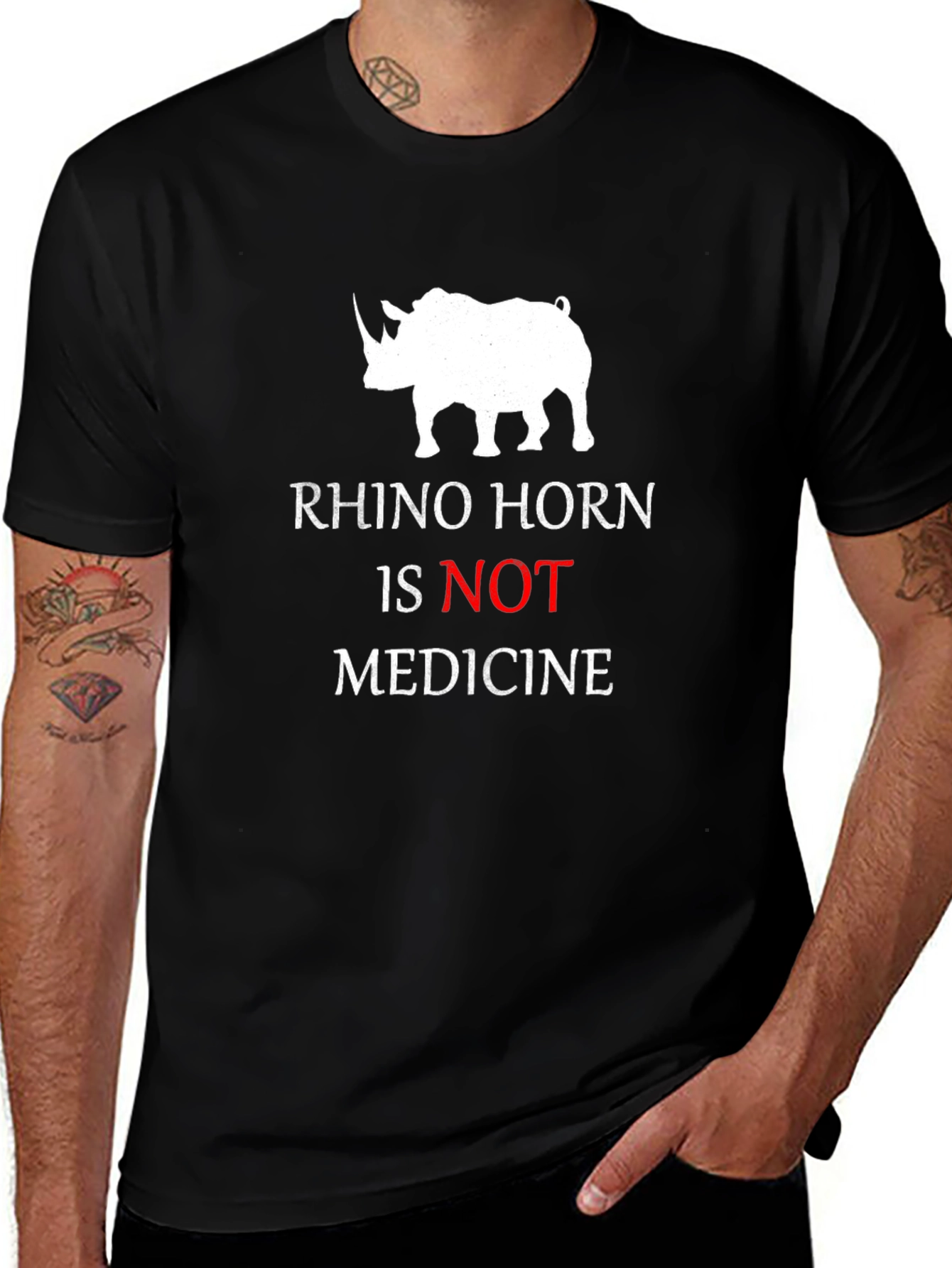 Variant 5 of Rhino Horn Awareness Graphic Tee - Black
