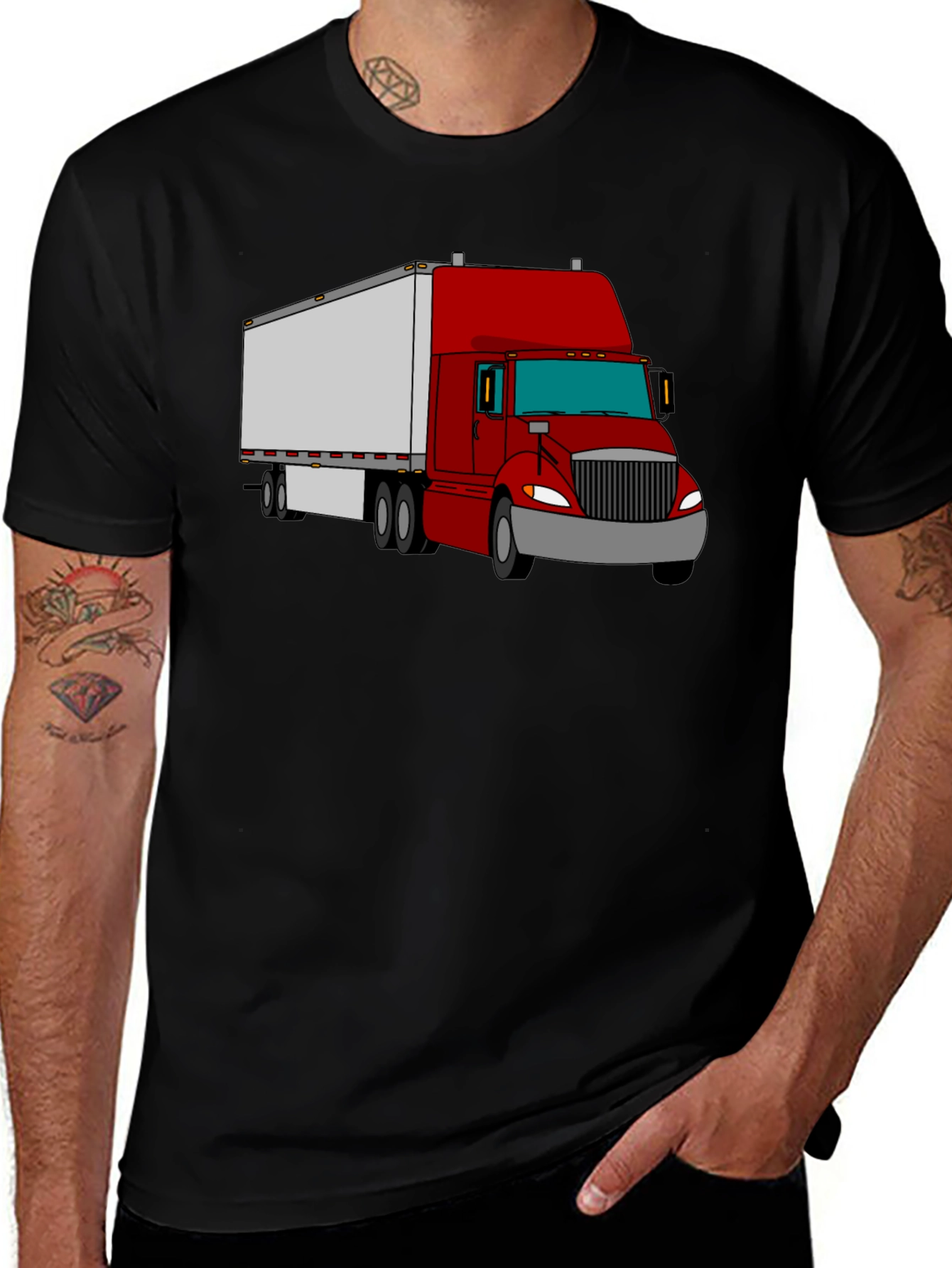 Variant 24 of Truck Graphic Tee - Cool Black Cotton Shirt