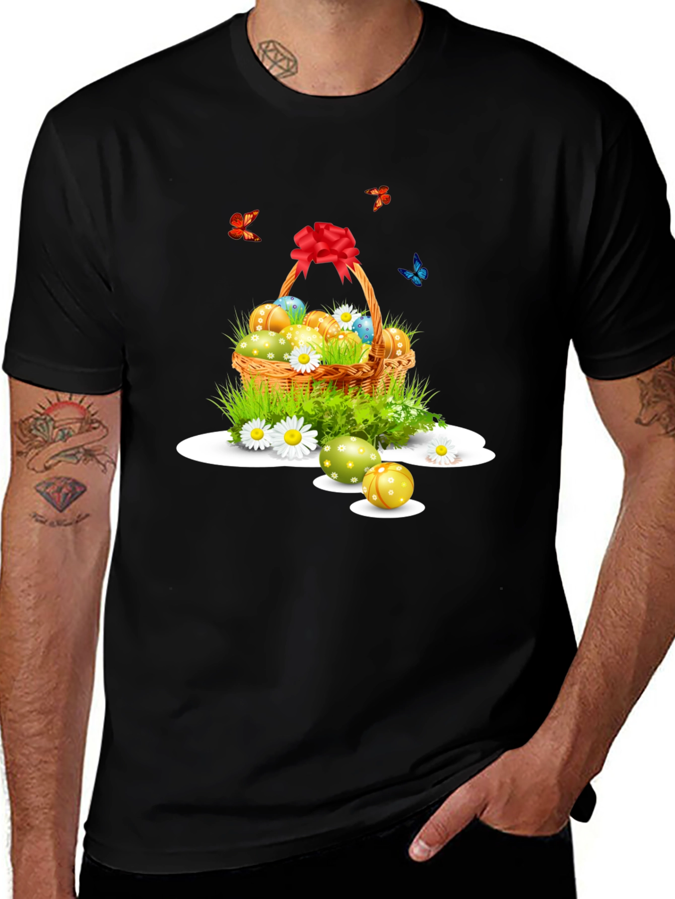 Variant 30 of Easter Basket Graphic Tee - Black